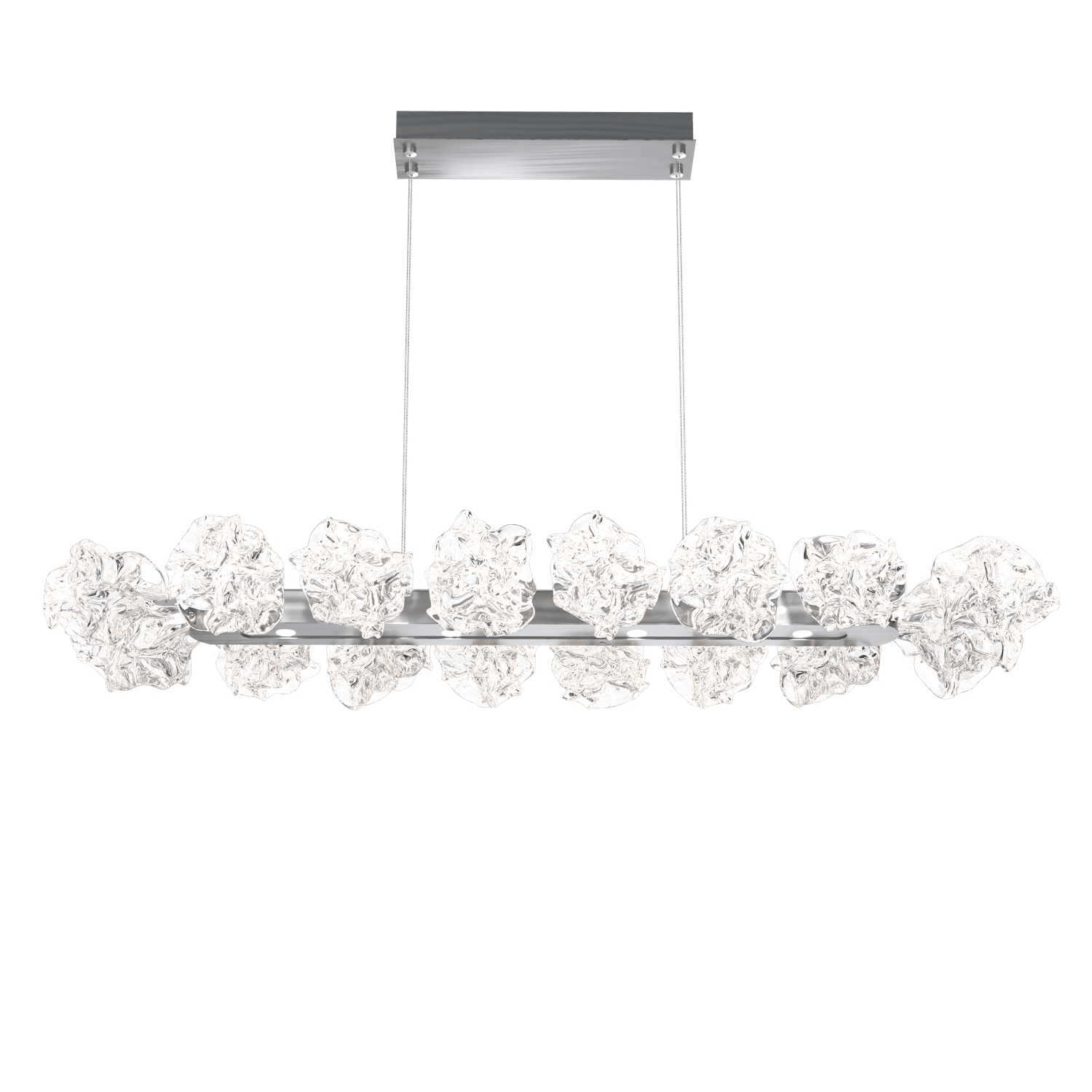 PLB0059-48-GM-Hammerton-Studio-Blossom-48-inch-linear-chandelier-with-gunmetal-finish-and-clear-handblown-crystal-glass-shades-and-LED-lamping