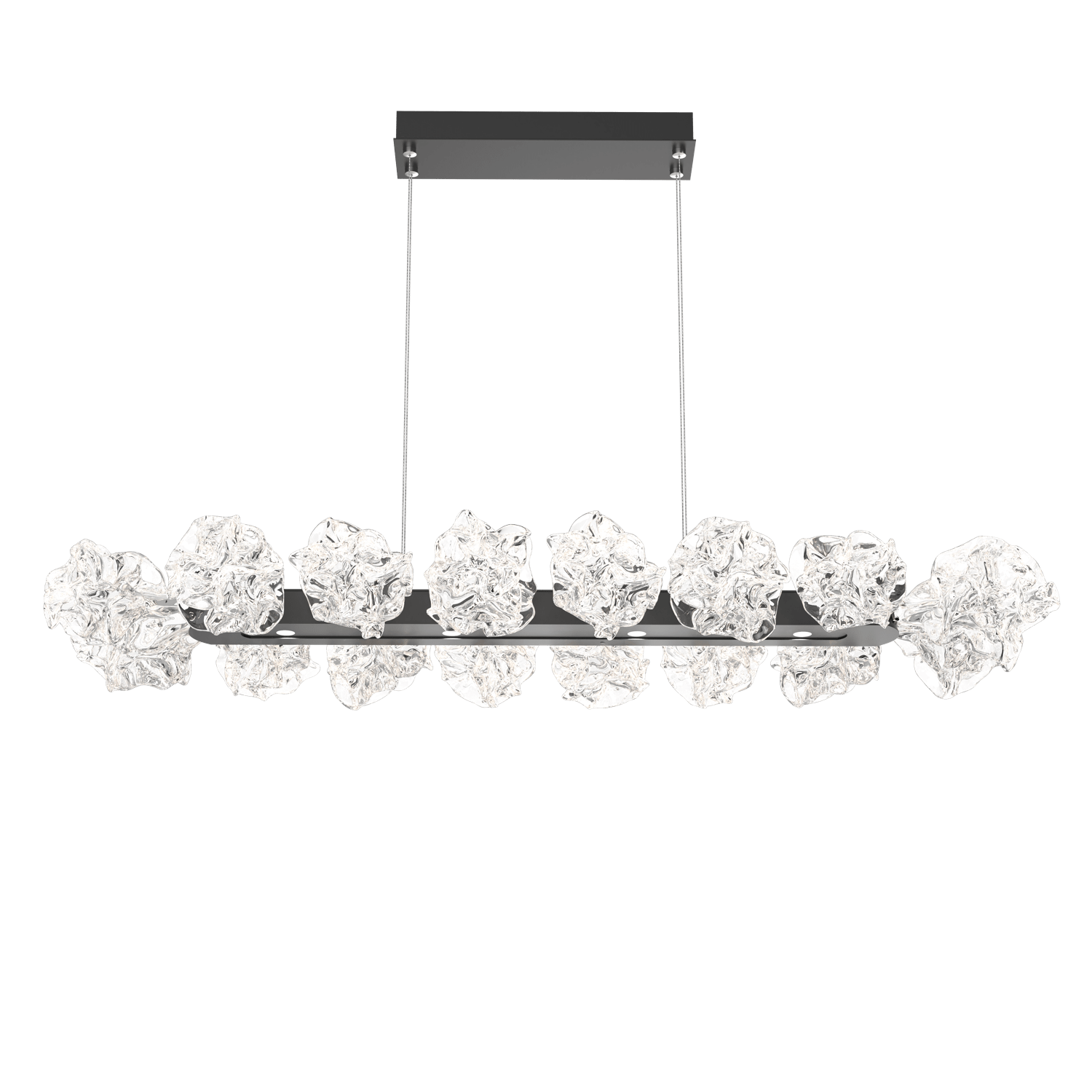 PLB0059-48-MB-Hammerton-Studio-Blossom-48-inch-linear-chandelier-with-matte-black-finish-and-clear-handblown-crystal-glass-shades-and-LED-lamping
