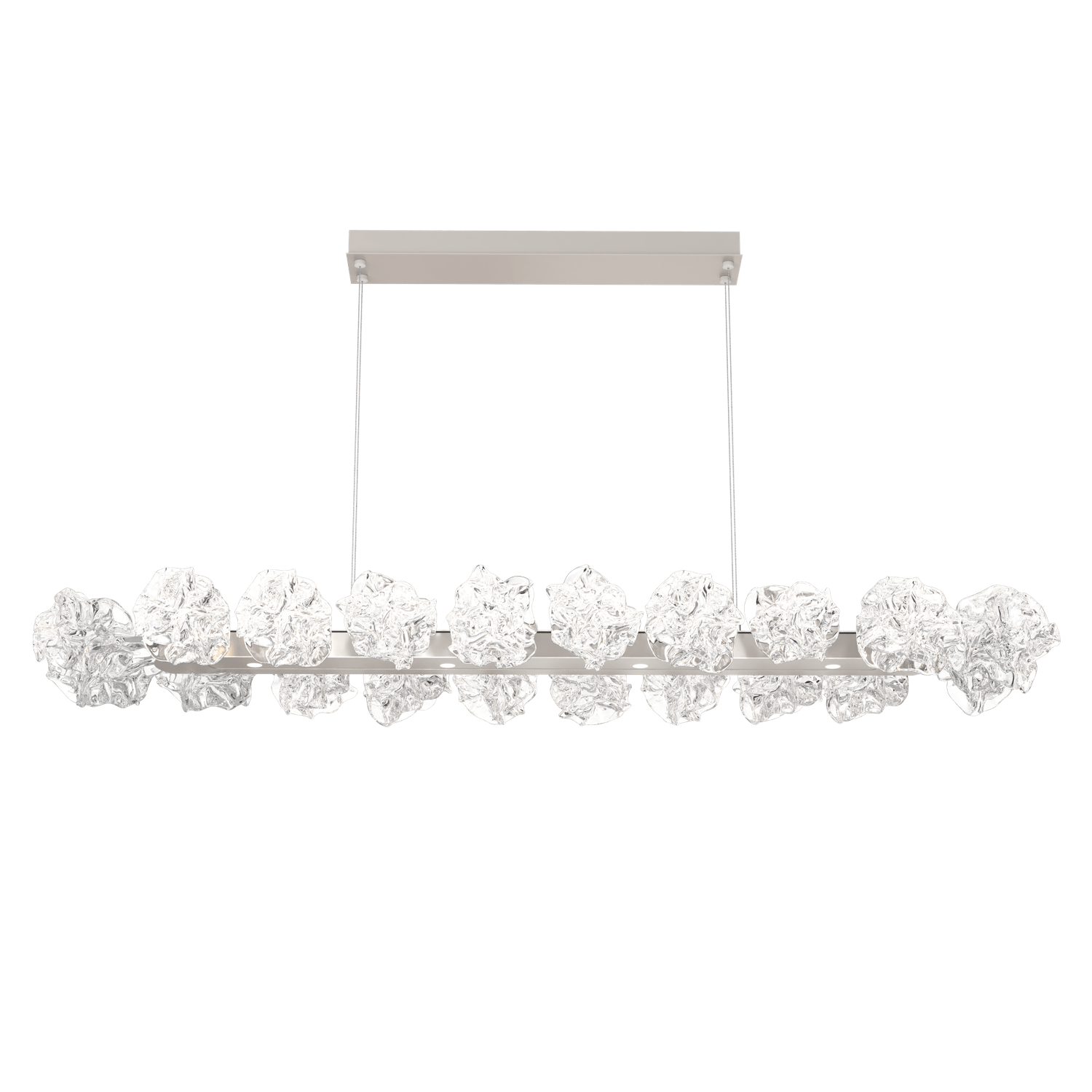 PLB0059-60-BS-Hammerton-Studio-Blossom-60-inch-linear-chandelier-with-metallic-beige-silver-finish-and-clear-handblown-crystal-glass-shades-and-LED-lamping