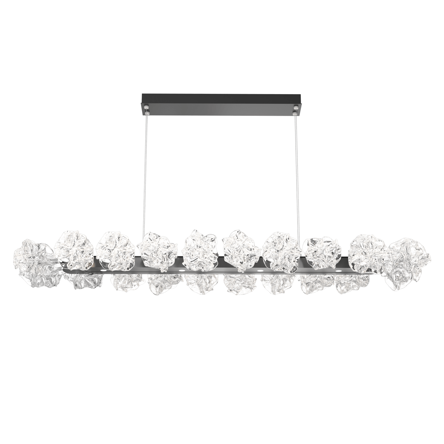 PLB0059-60-MB-Hammerton-Studio-Blossom-60-inch-linear-chandelier-with-matte-black-finish-and-clear-handblown-crystal-glass-shades-and-LED-lamping