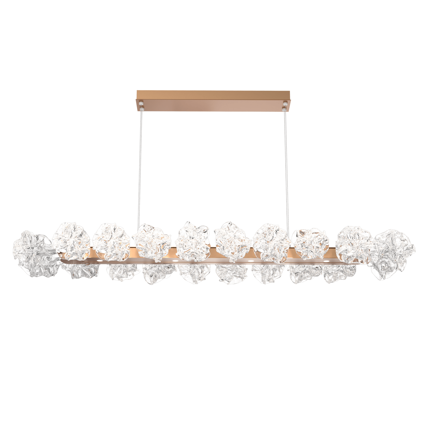 PLB0059-60-NB-Hammerton-Studio-Blossom-60-inch-linear-chandelier-with-novel-brass-finish-and-clear-handblown-crystal-glass-shades-and-LED-lamping