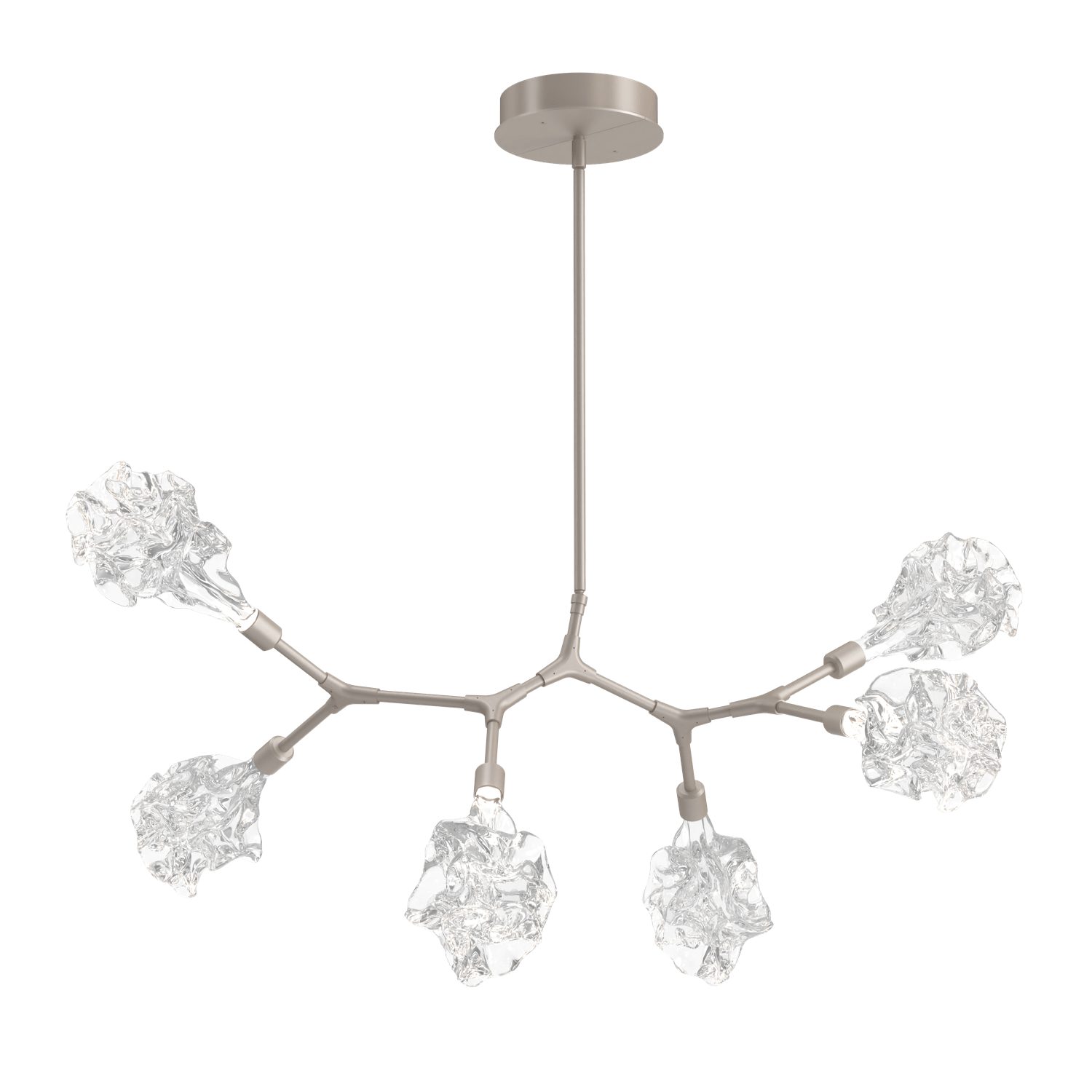 PLB0059-BA-BS-Hammerton-Studio-Blossom-6-light-organic-branch-chandelier-with-metallic-beige-silver-finish-and-clear-handblown-crystal-glass-shades-and-LED-lamping