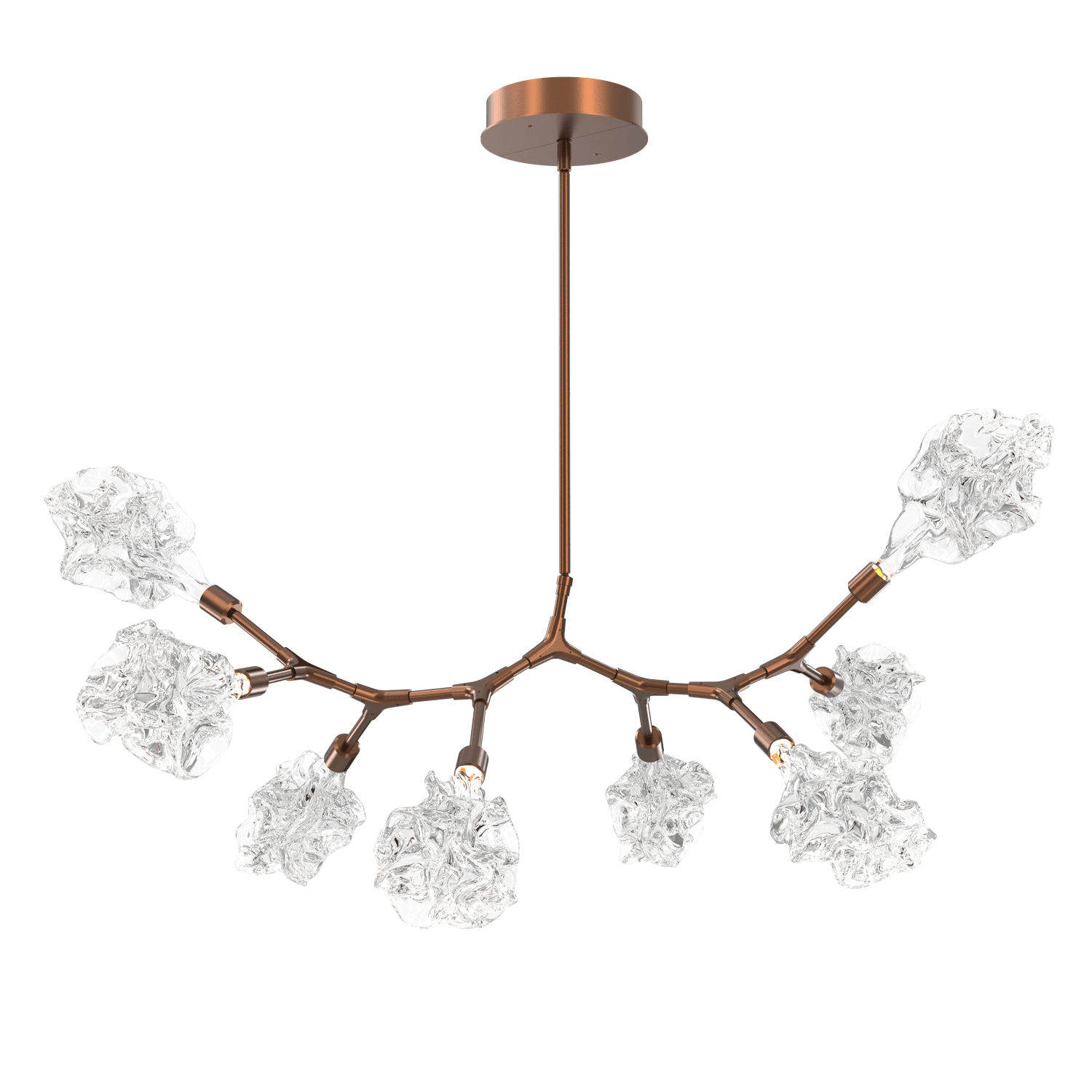 PLB0059-BB-BB-Hammerton-Studio-Blossom-8-light-organic-branch-chandelier-with-burnished-bronze-finish-and-clear-handblown-crystal-glass-shades-and-LED-lamping