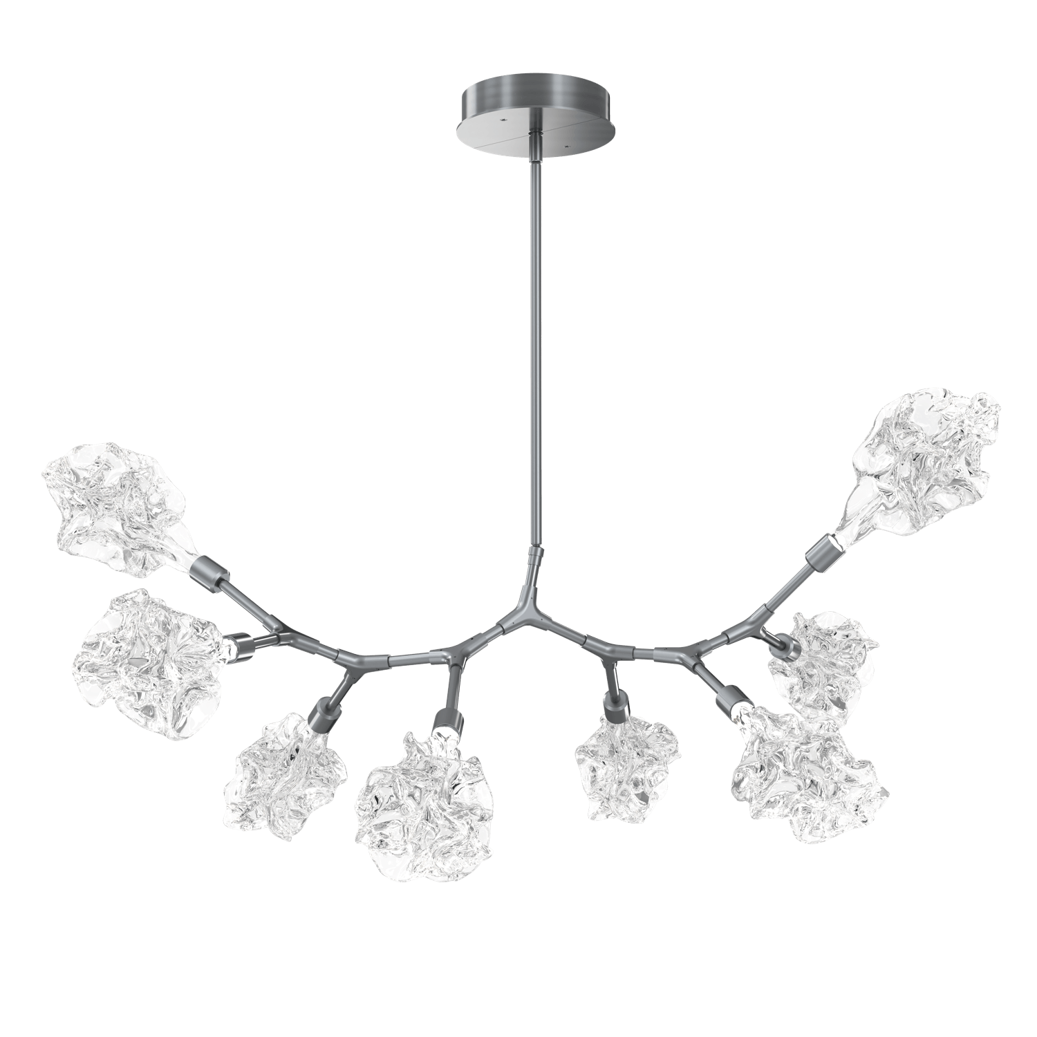 PLB0059-BB-GM-Hammerton-Studio-Blossom-8-light-organic-branch-chandelier-with-gunmetal-finish-and-clear-handblown-crystal-glass-shades-and-LED-lamping