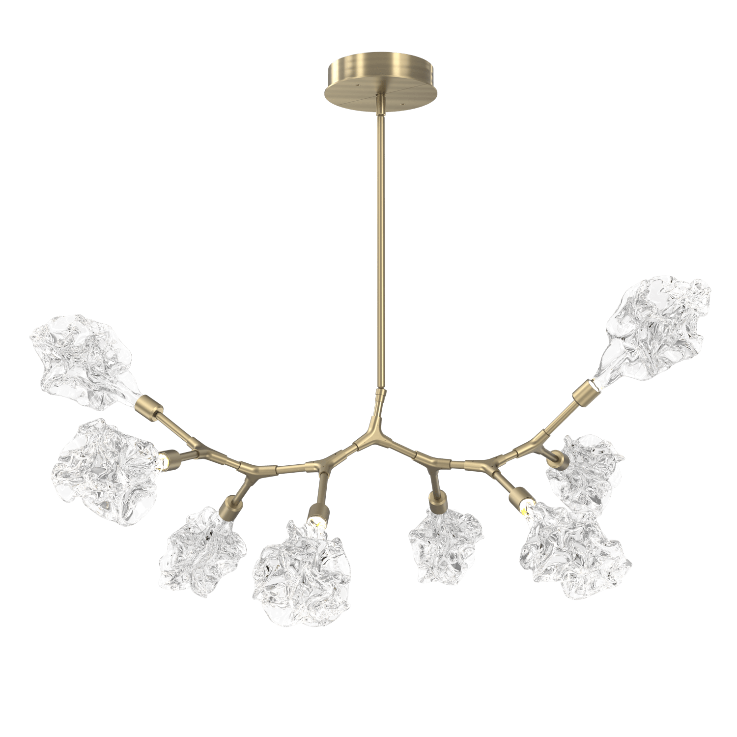 PLB0059-BB-HB-Hammerton-Studio-Blossom-8-light-organic-branch-chandelier-with-heritage-brass-finish-and-clear-handblown-crystal-glass-shades-and-LED-lamping