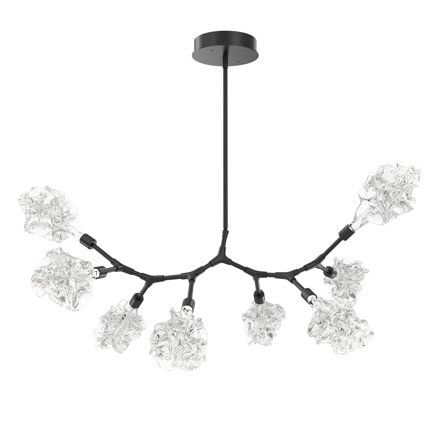 PLB0059-BB-MB-Hammerton-Studio-Blossom-8-light-organic-branch-chandelier-with-matte-black-finish-and-clear-handblown-crystal-glass-shades-and-LED-lamping