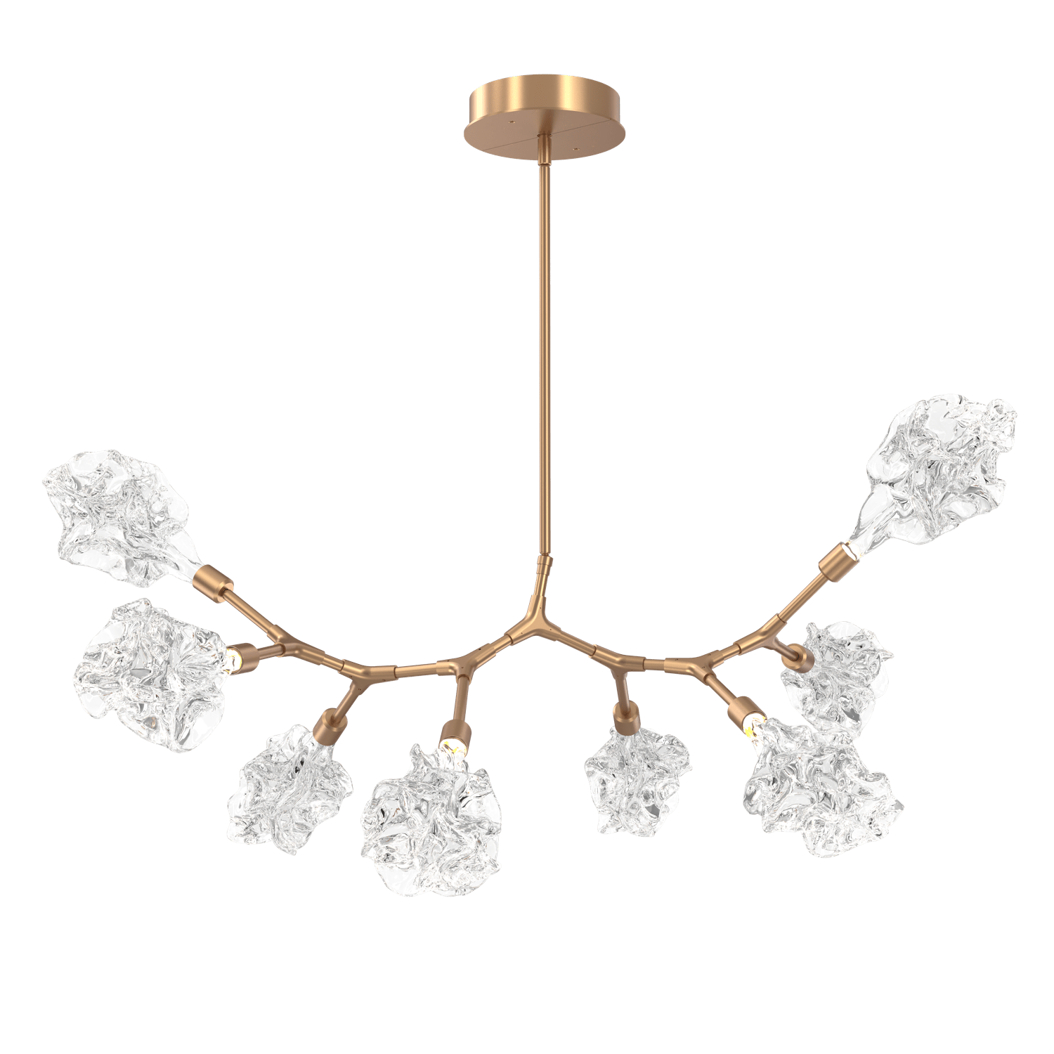 PLB0059-BB-NB-Hammerton-Studio-Blossom-8-light-organic-branch-chandelier-with-novel-brass-finish-and-clear-handblown-crystal-glass-shades-and-LED-lamping