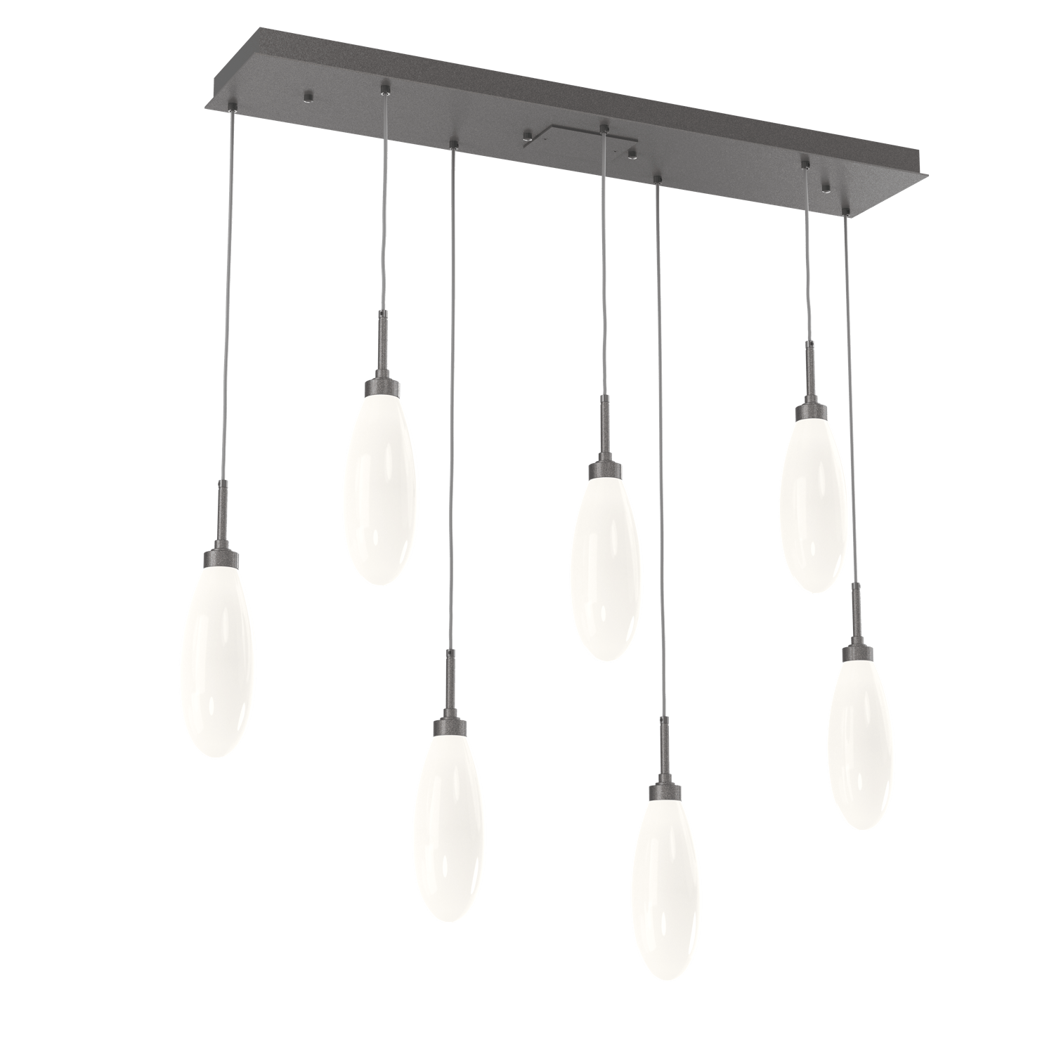PLB0071-07-GP-WL-LL-Hammerton-Studio-Fiori-7-light-linear-pendant-chandelier-with-graphite-finish-and-opal-white-glass-shades-and-LED-lamping
