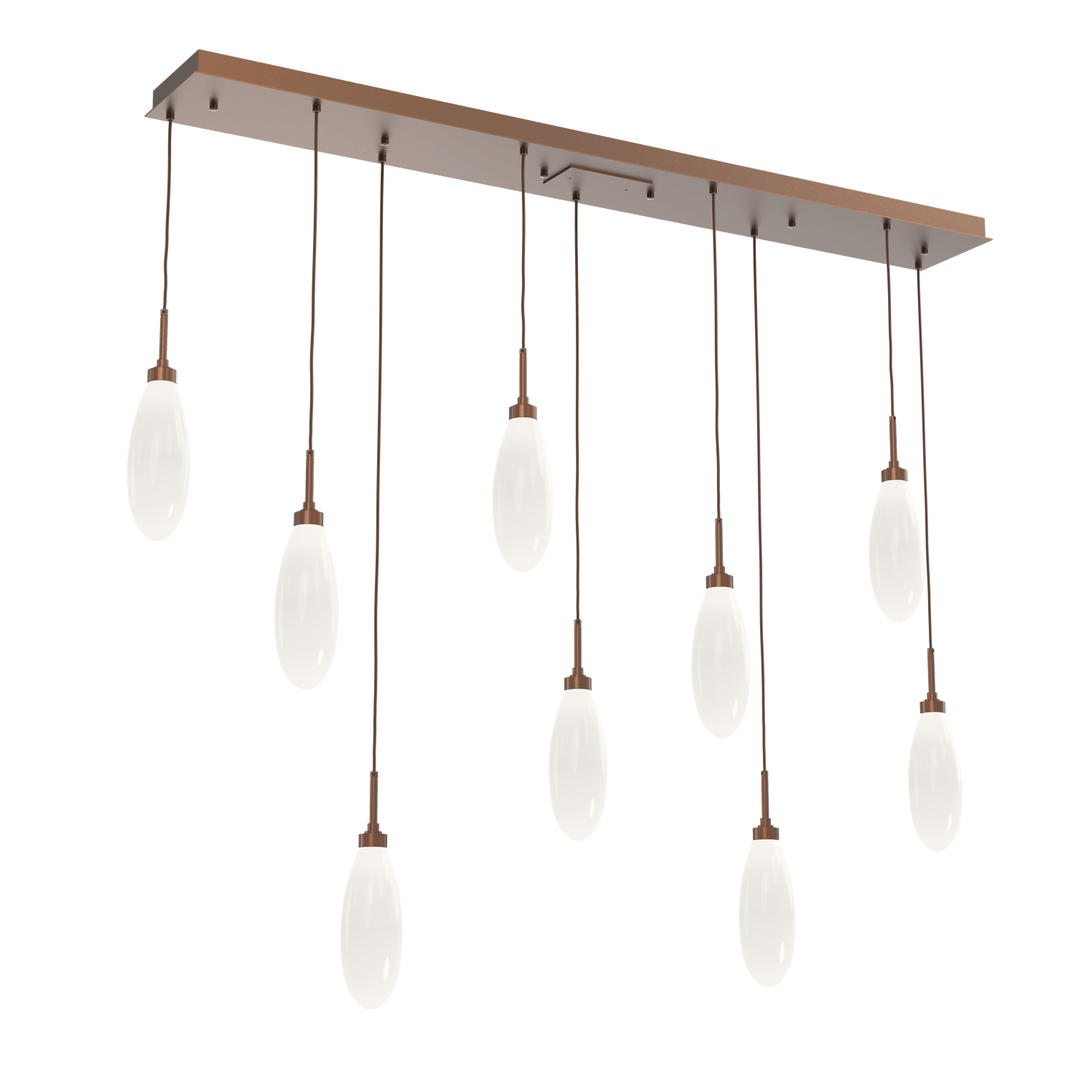 PLB0071-09-BB-WL-LL-Hammerton-Studio-Fiori-9-light-linear-pendant-chandelier-with-burnished-bronze-finish-and-opal-white-glass-shades-and-LED-lamping