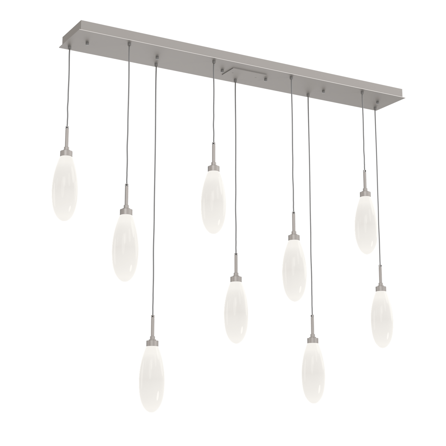 PLB0071-09-BS-WL-LL-Hammerton-Studio-Fiori-9-light-linear-pendant-chandelier-with-metallic-beige-silver-finish-and-opal-white-glass-shades-and-LED-lamping