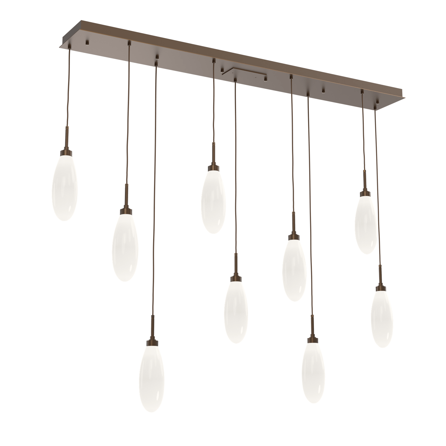 PLB0071-09-FB-WL-LL-Hammerton-Studio-Fiori-9-light-linear-pendant-chandelier-with-flat-bronze-finish-and-opal-white-glass-shades-and-LED-lamping