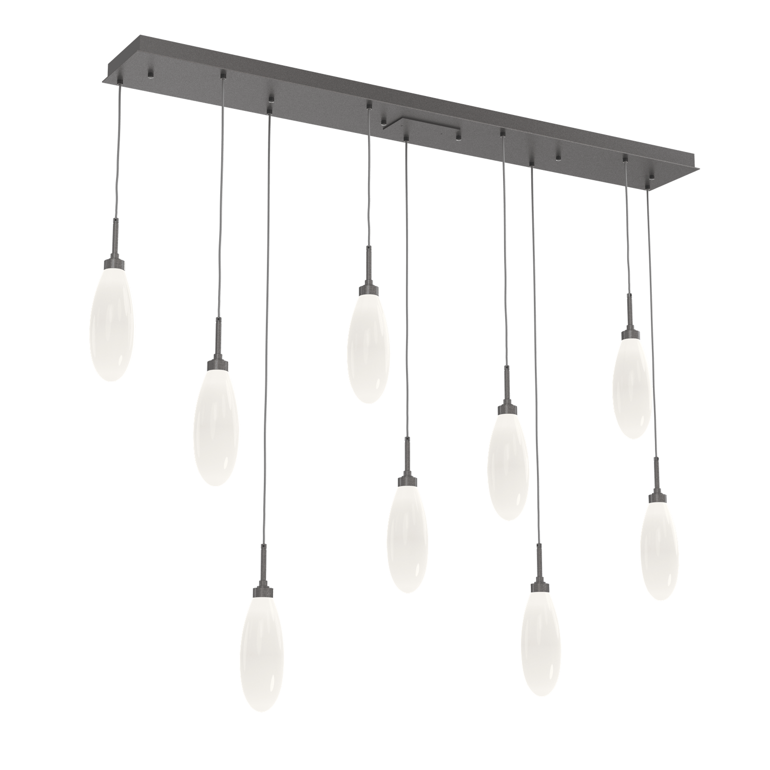 PLB0071-09-GP-WL-LL-Hammerton-Studio-Fiori-9-light-linear-pendant-chandelier-with-graphite-finish-and-opal-white-glass-shades-and-LED-lamping