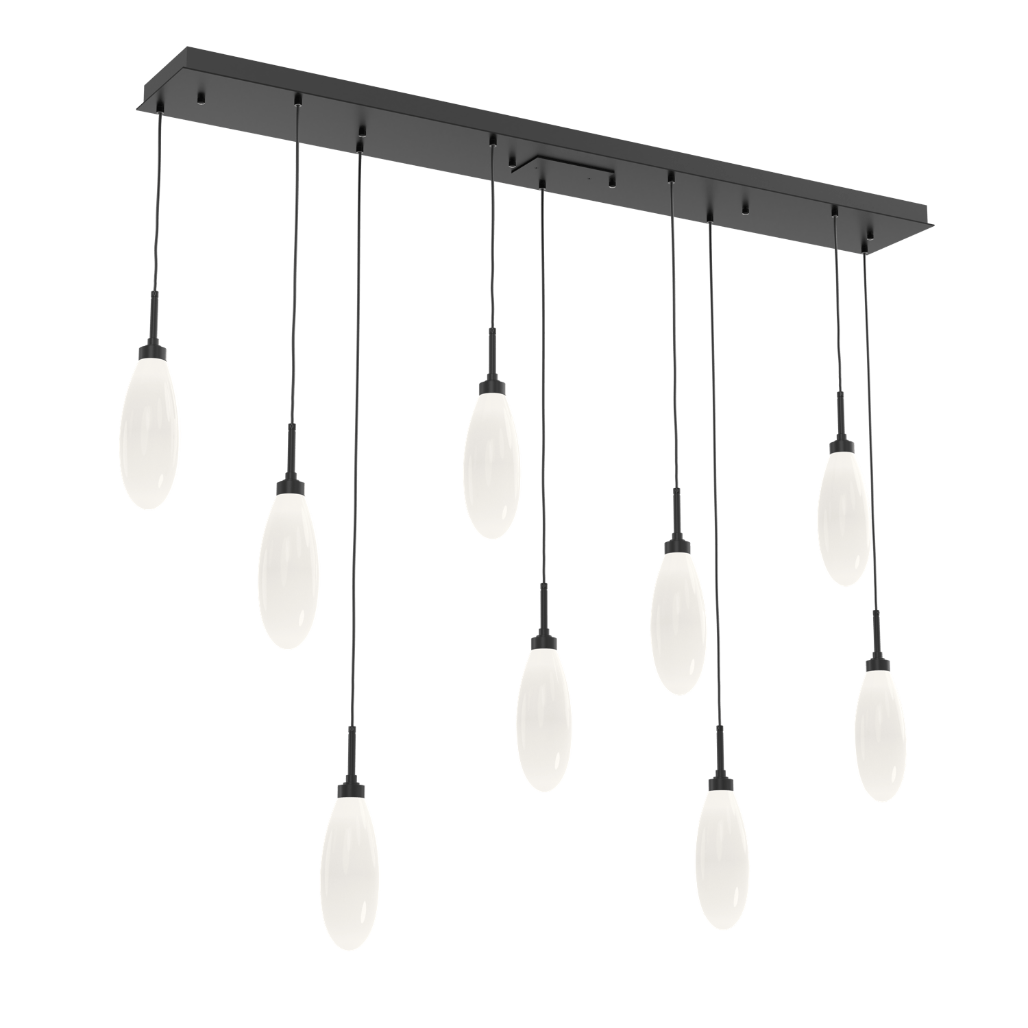 PLB0071-09-MB-WL-LL-Hammerton-Studio-Fiori-9-light-linear-pendant-chandelier-with-matte-black-finish-and-opal-white-glass-shades-and-LED-lamping