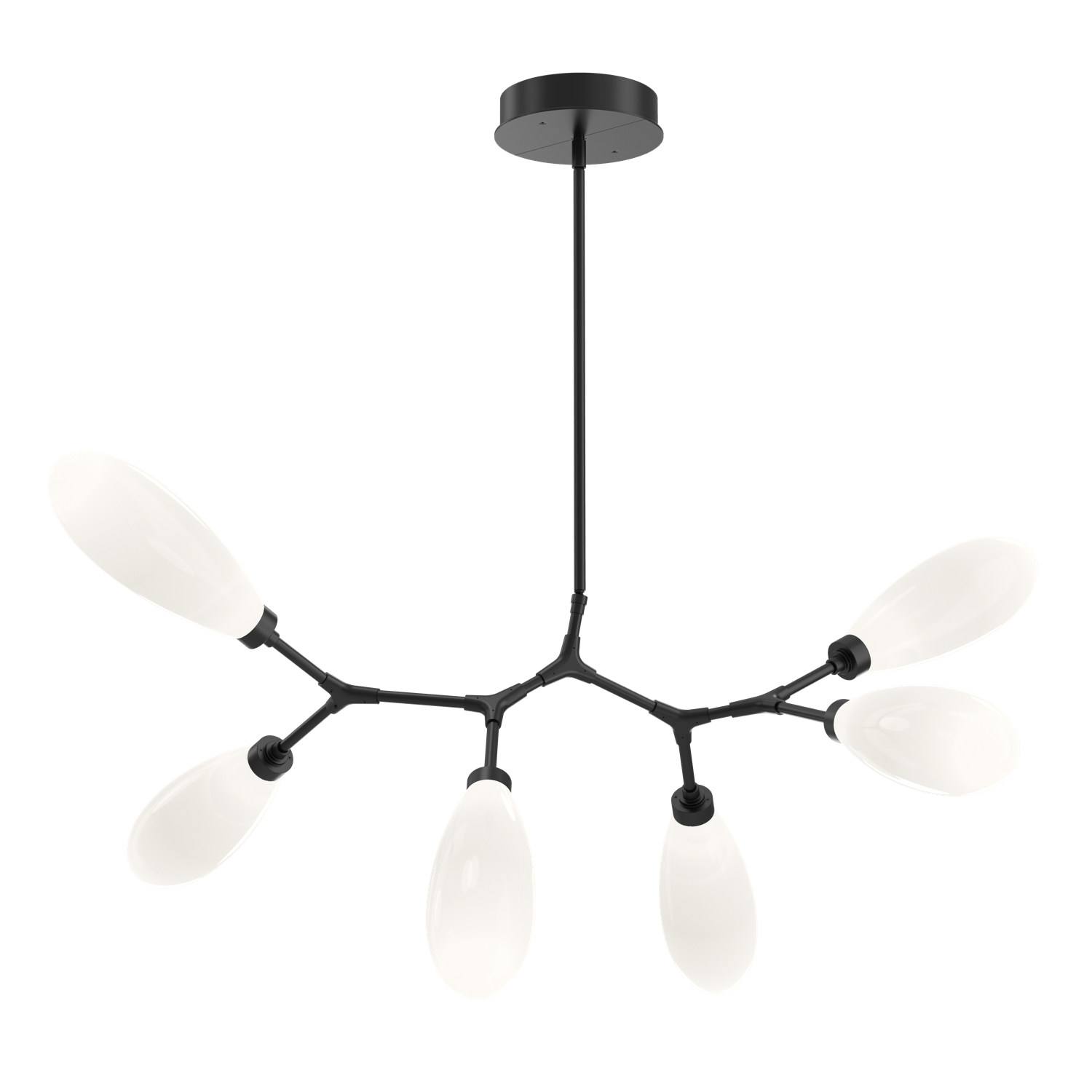 PLB0071-BA-MB-WL-LL-Hammerton-Studio-Fiori-6-light-organic-branch-chandelier-with-matte-black-finish-and-opal-white-glass-shades-and-LED-lamping