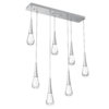 PLB0078-07-CS-Hammerton-Studio-Raindrop-7-light-linear-pendant-chandelier-with-classic-silver-finish-and-clear-blown-glass-shades-and-LED-lamping