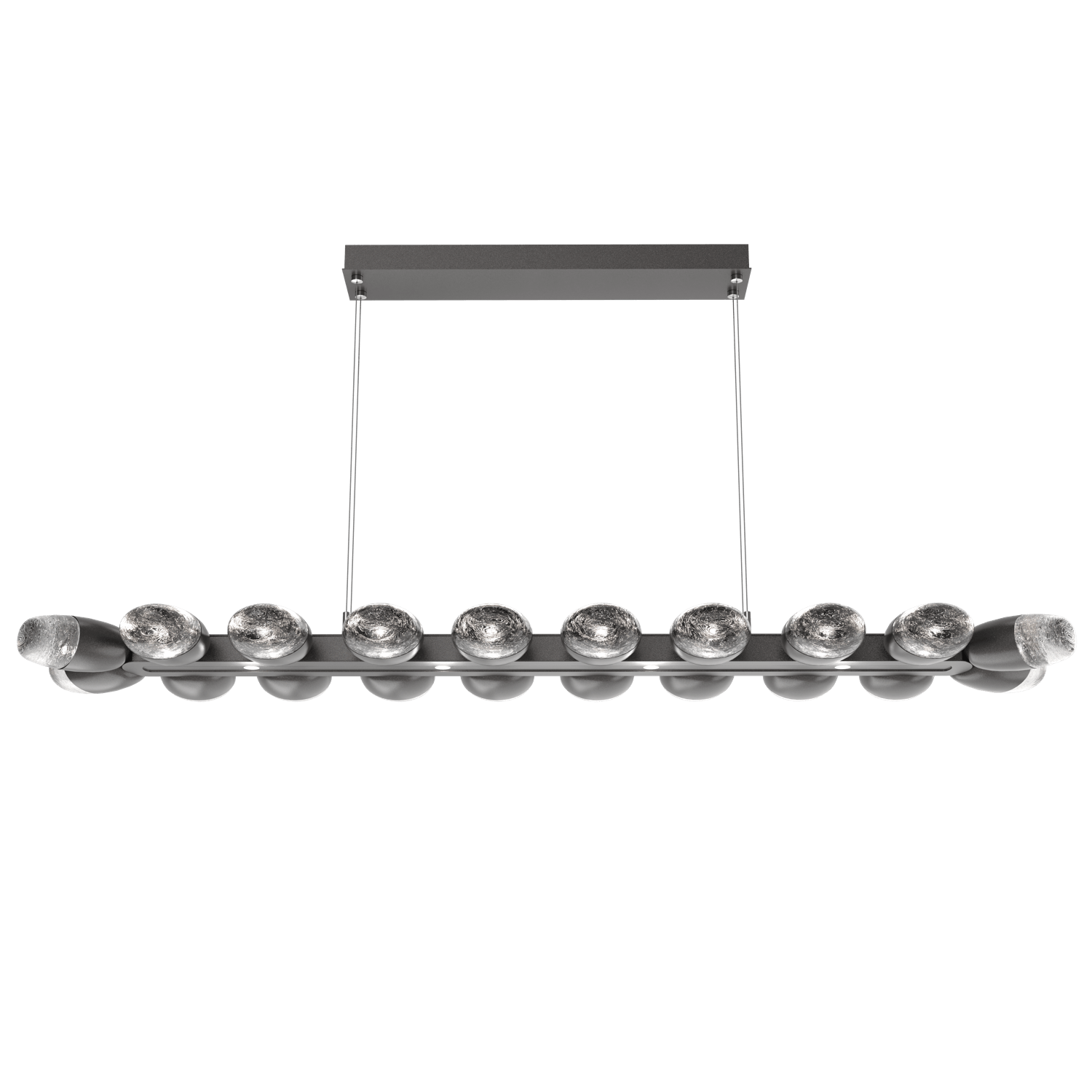 PLB0079-60-GP-Hammerton-Studio-Pebble-60-inch-linear-chandelier-with-graphite-finish-and-clear-cast-glass-shades-and-LED-lamping