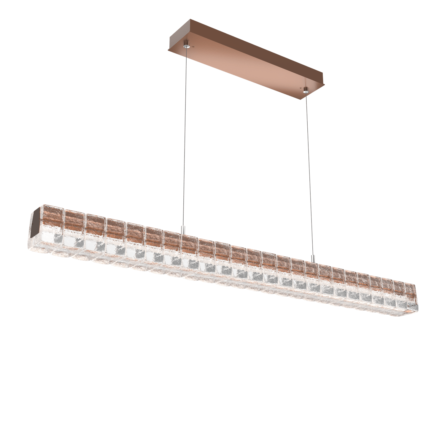 PLB0080-48-BB-Hammerton-Studio-Asscher-48-inch-linear-chandelier-with-burnished-bronze-finish-and-clear-cast-glass-shades-and-LED-lamping