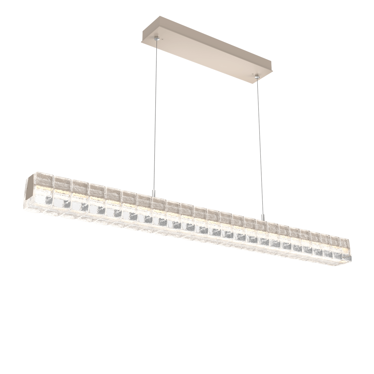 PLB0080-48-BS-Hammerton-Studio-Asscher-48-inch-linear-chandelier-with-metallic-beige-silver-finish-and-clear-cast-glass-shades-and-LED-lamping