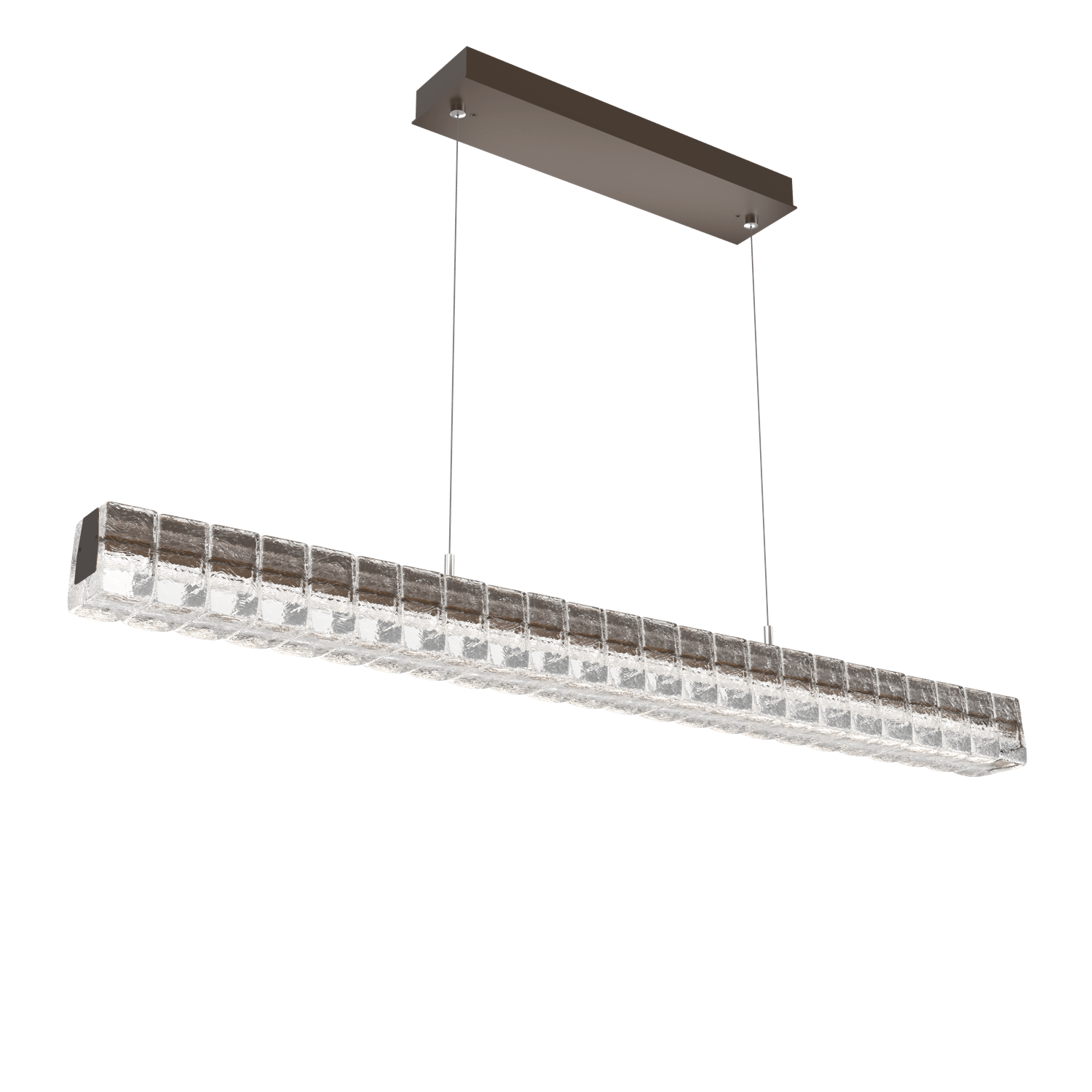 PLB0080-48-FB-Hammerton-Studio-Asscher-48-inch-linear-chandelier-with-flat-bronze-finish-and-clear-cast-glass-shades-and-LED-lamping