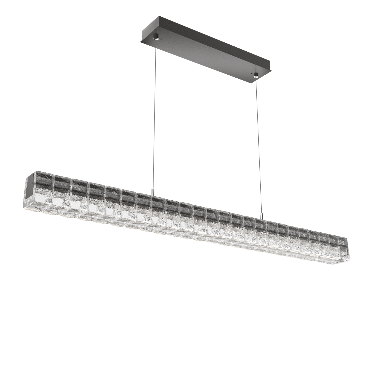 PLB0080-48-GP-Hammerton-Studio-Asscher-48-inch-linear-chandelier-with-graphite-finish-and-clear-cast-glass-shades-and-LED-lamping
