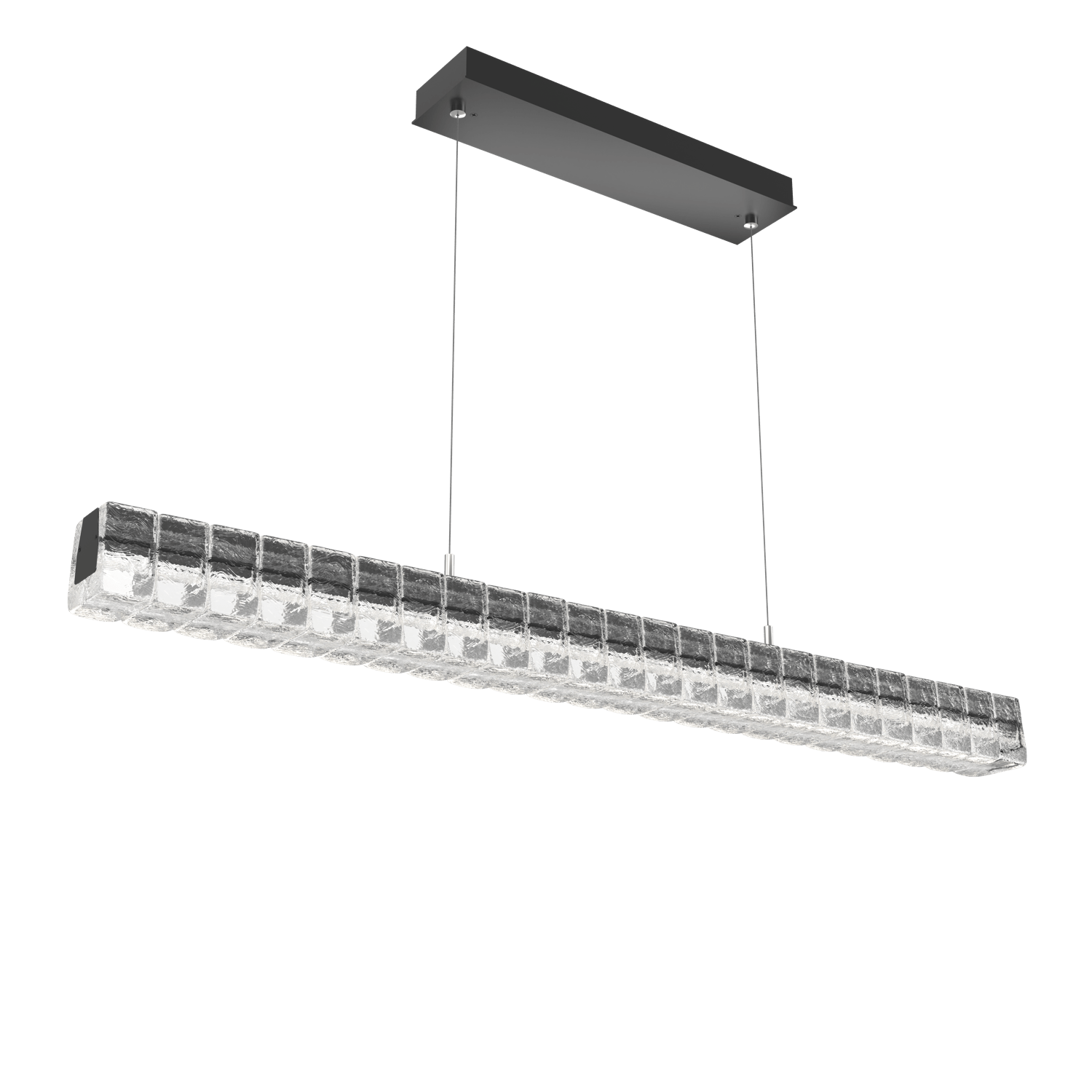 PLB0080-48-MB-Hammerton-Studio-Asscher-48-inch-linear-chandelier-with-matte-black-finish-and-clear-cast-glass-shades-and-LED-lamping