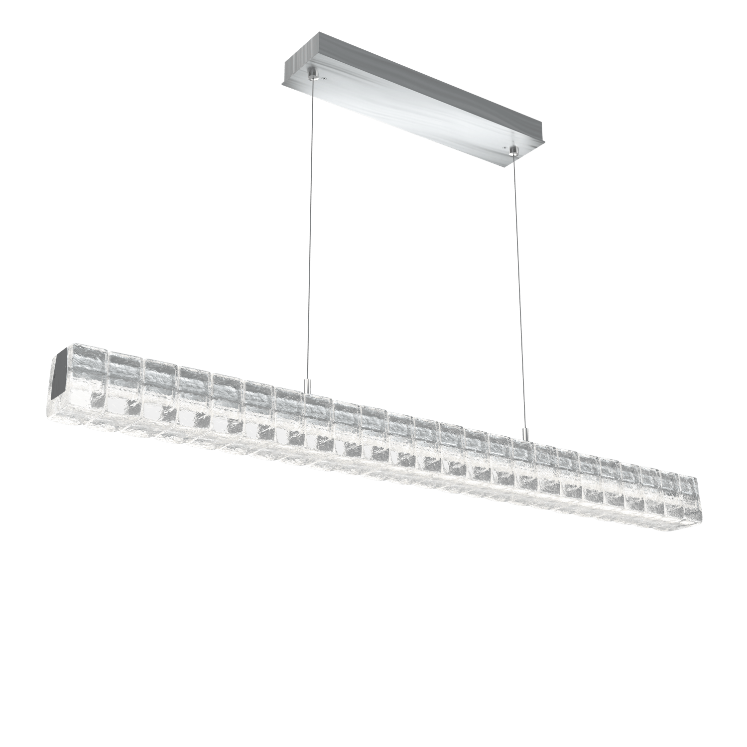 PLB0080-48-SN-Hammerton-Studio-Asscher-48-inch-linear-chandelier-with-satin-nickel-finish-and-clear-cast-glass-shades-and-LED-lamping