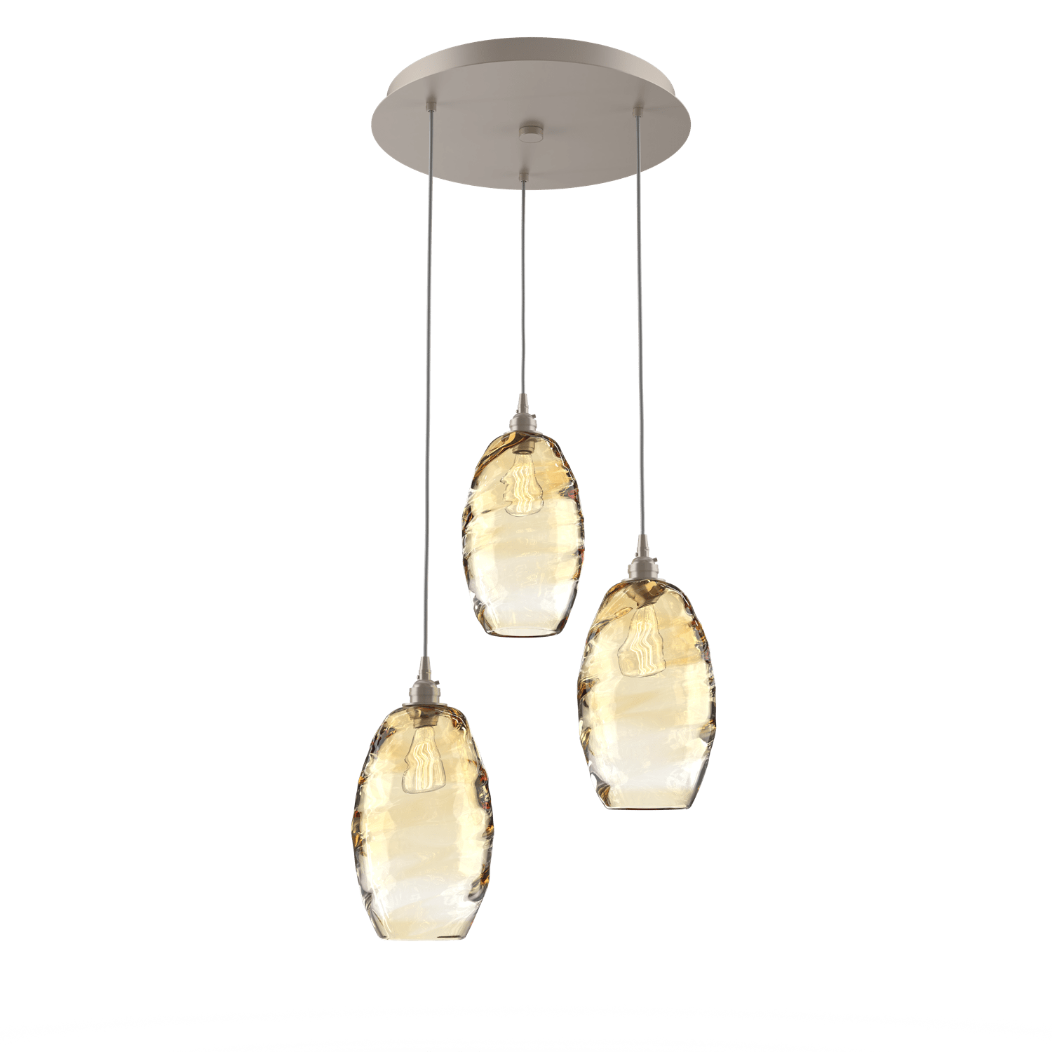 CHB0035-03-BS-OA-Hammerton-Studio-Optic-Blown-Glass-Elisse-3-light-round-pendant-chandelier-with-metallic-beige-silver-finish-and-optic-amber-blown-glass-shades-and-incandescent-lamping