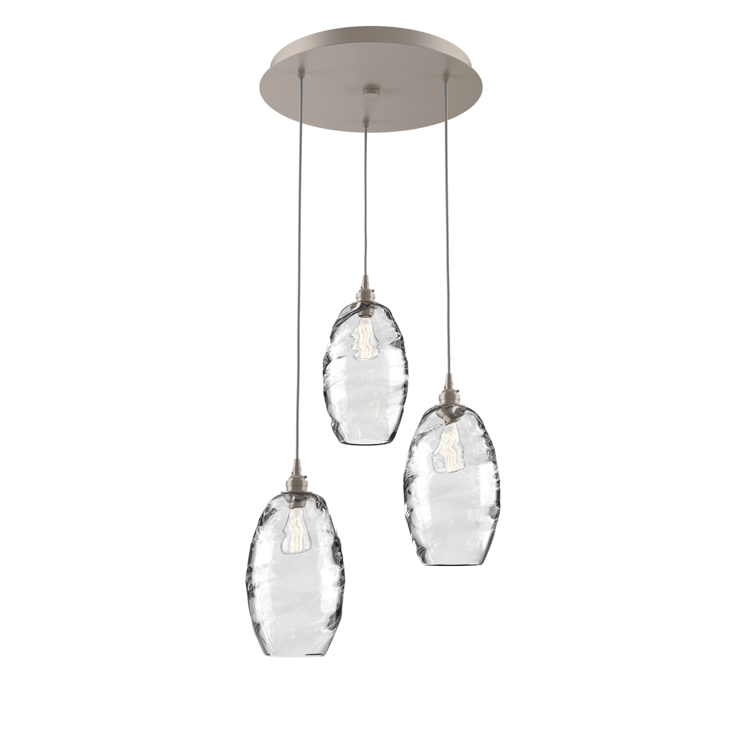 CHB0035-03-BS-OC-Hammerton-Studio-Optic-Blown-Glass-Elisse-3-light-round-pendant-chandelier-with-metallic-beige-silver-finish-and-optic-clear-blown-glass-shades-and-incandescent-lamping