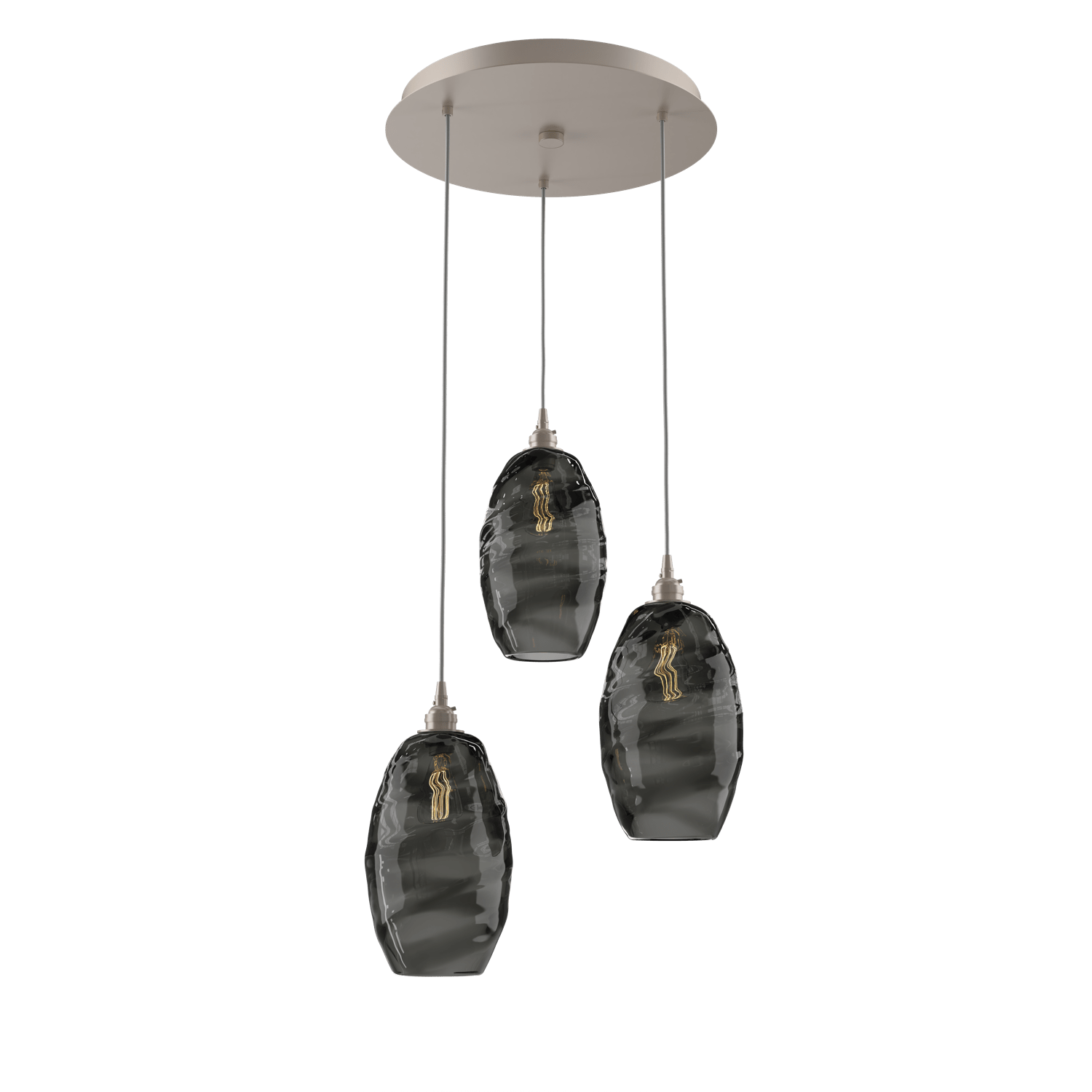 CHB0035-03-BS-OS-Hammerton-Studio-Optic-Blown-Glass-Elisse-3-light-round-pendant-chandelier-with-metallic-beige-silver-finish-and-optic-smoke-blown-glass-shades-and-incandescent-lamping
