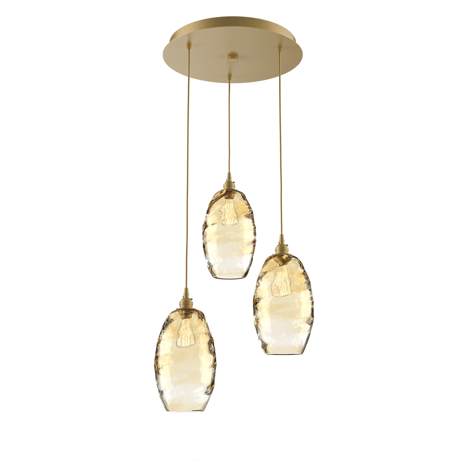 CHB0035-03-GB-OA-Hammerton-Studio-Optic-Blown-Glass-Elisse-3-light-round-pendant-chandelier-with-gilded-brass-finish-and-optic-amber-blown-glass-shades-and-incandescent-lamping