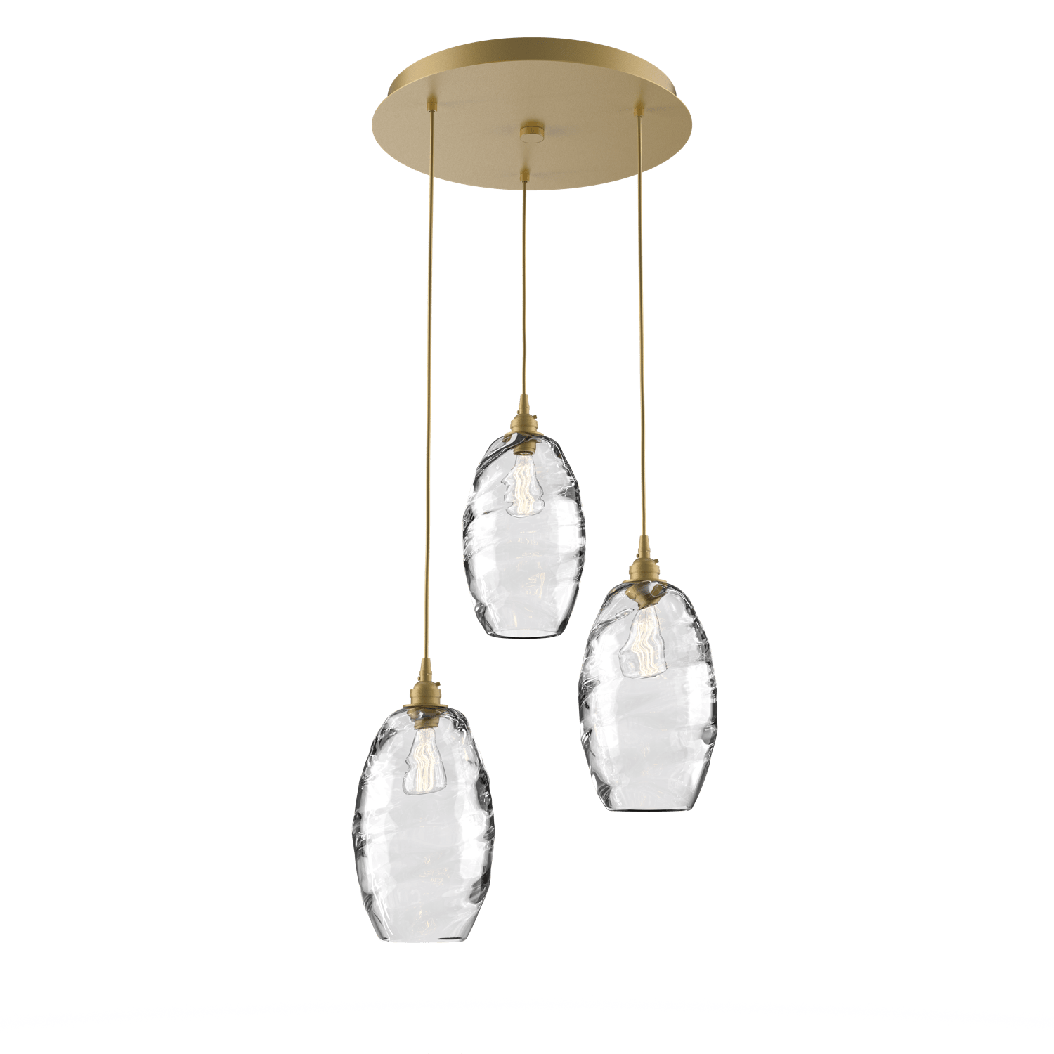 CHB0035-03-GB-OC-Hammerton-Studio-Optic-Blown-Glass-Elisse-3-light-round-pendant-chandelier-with-gilded-brass-finish-and-optic-clear-blown-glass-shades-and-incandescent-lamping