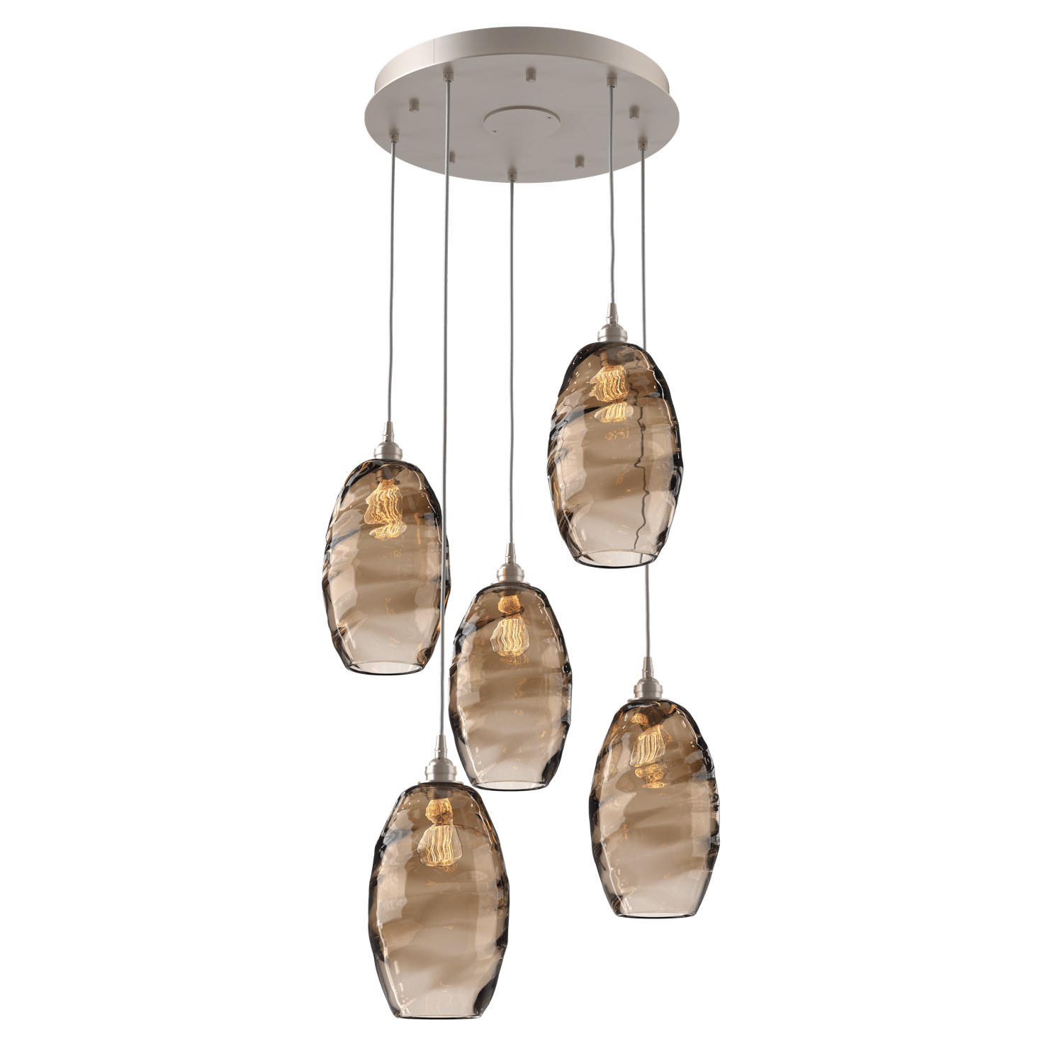 CHB0035-05-BS-OB-Hammerton-Studio-Optic-Blown-Glass-Elisse-5-light-round-pendant-chandelier-with-metallic-beige-silver-finish-and-optic-bronze-blown-glass-shades-and-incandescent-lamping