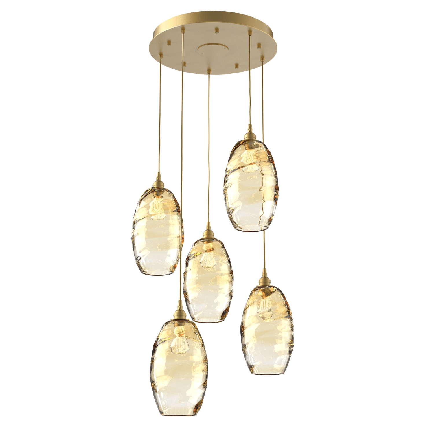 CHB0035-05-GB-OA-Hammerton-Studio-Optic-Blown-Glass-Elisse-5-light-round-pendant-chandelier-with-gilded-brass-finish-and-optic-amber-blown-glass-shades-and-incandescent-lamping