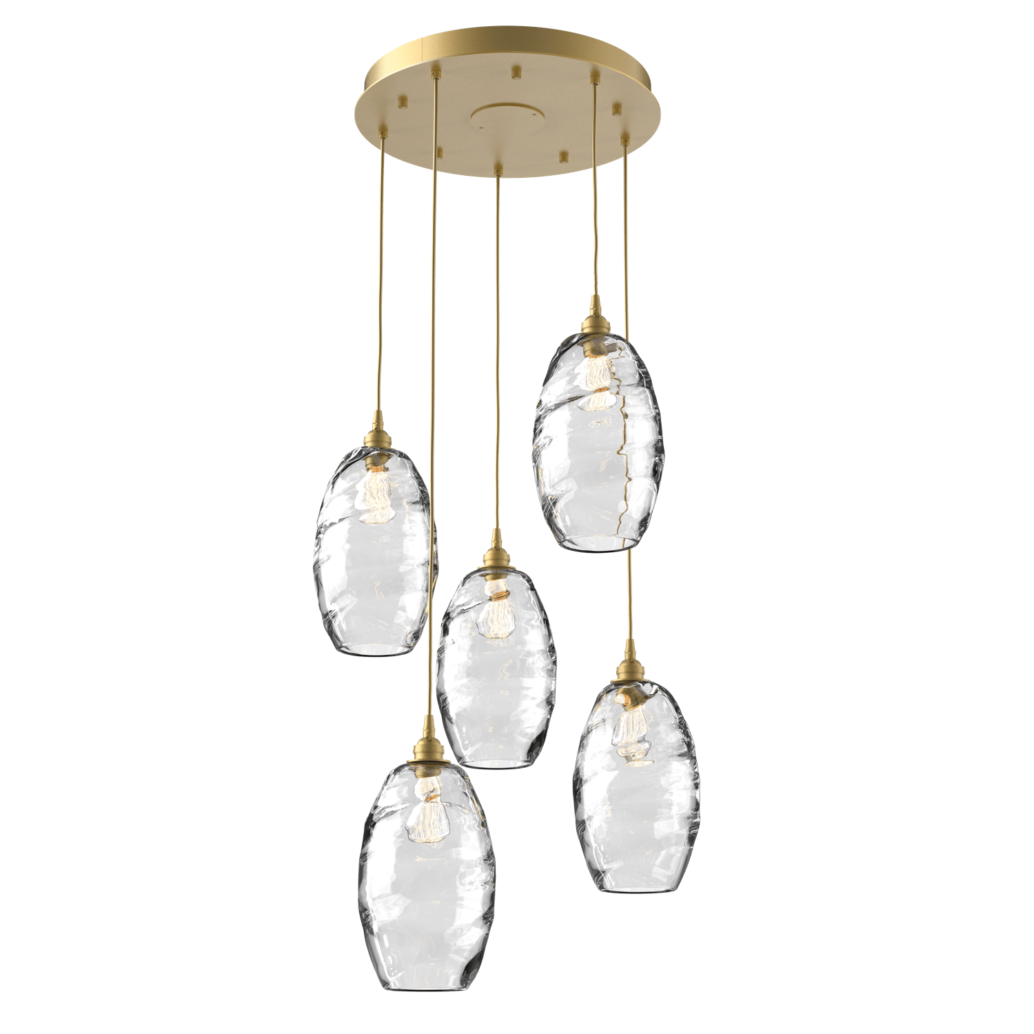 CHB0035-05-GB-OC-Hammerton-Studio-Optic-Blown-Glass-Elisse-5-light-round-pendant-chandelier-with-gilded-brass-finish-and-optic-clear-blown-glass-shades-and-incandescent-lamping