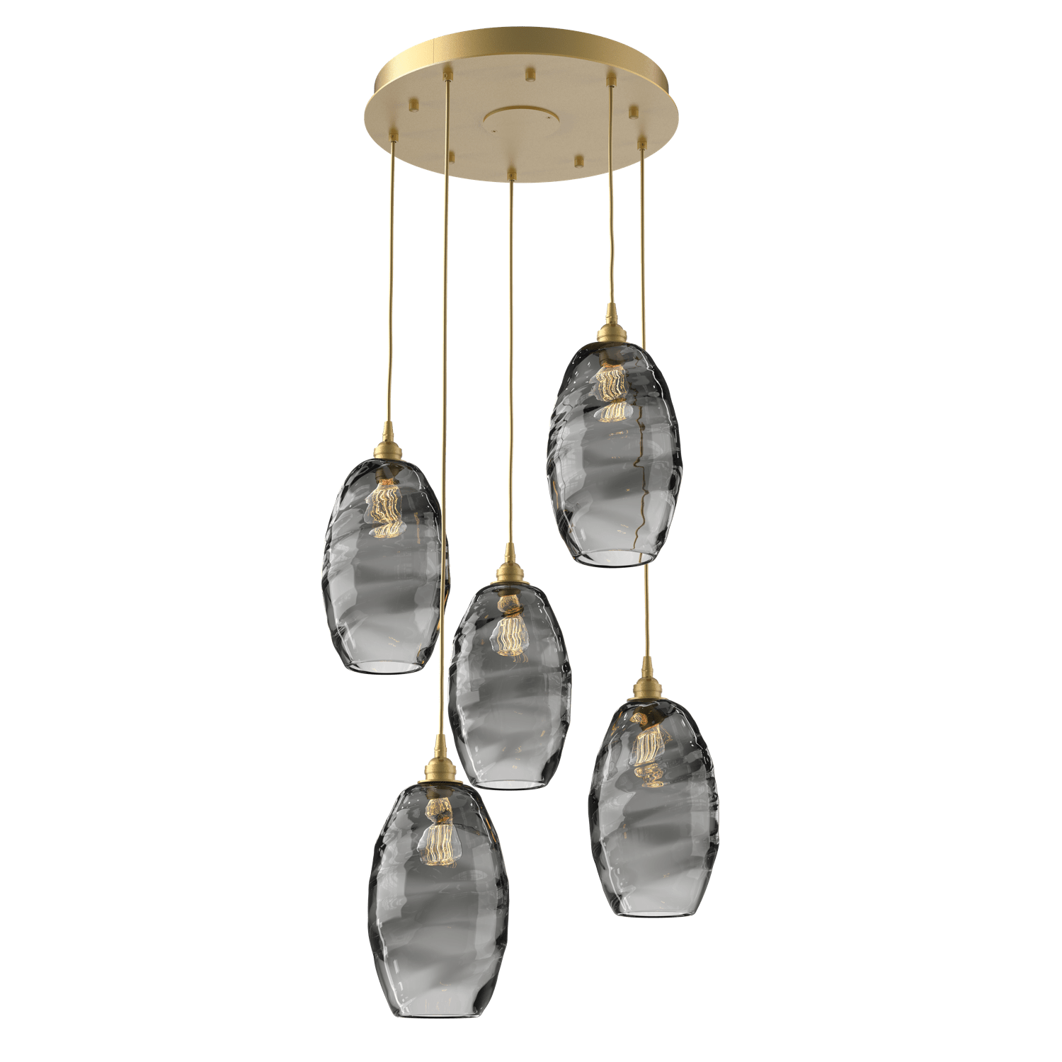 CHB0035-05-GB-OS-Hammerton-Studio-Optic-Blown-Glass-Elisse-5-light-round-pendant-chandelier-with-gilded-brass-finish-and-optic-smoke-blown-glass-shades-and-incandescent-lamping