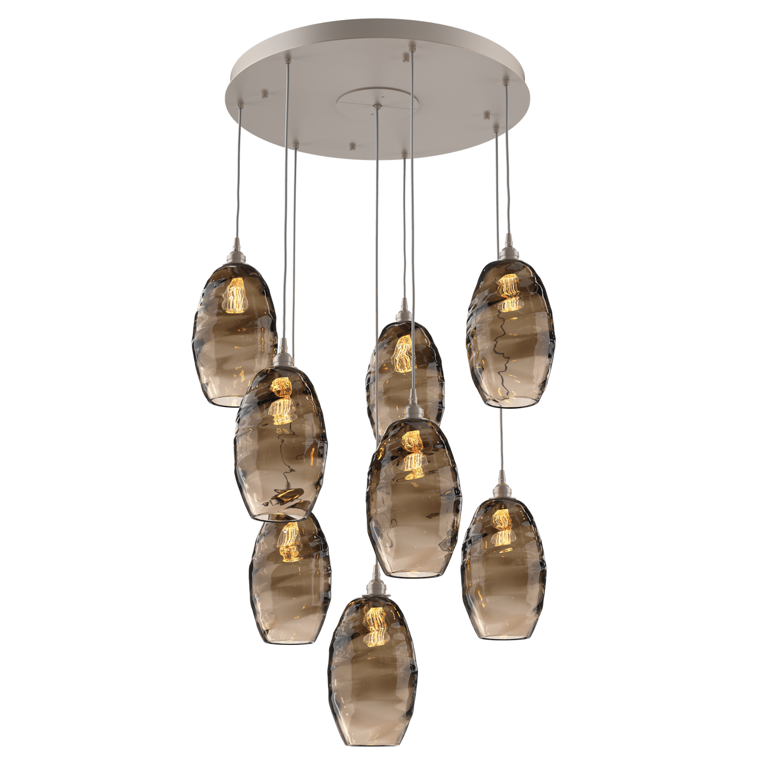 CHB0035-08-BS-OB-Hammerton-Studio-Optic-Blown-Glass-Elisse-8-light-round-pendant-chandelier-with-metallic-beige-silver-finish-and-optic-bronze-blown-glass-shades-and-incandescent-lamping