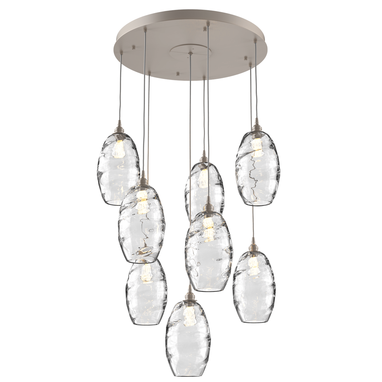CHB0035-08-BS-OC-Hammerton-Studio-Optic-Blown-Glass-Elisse-8-light-round-pendant-chandelier-with-metallic-beige-silver-finish-and-optic-clear-blown-glass-shades-and-incandescent-lamping