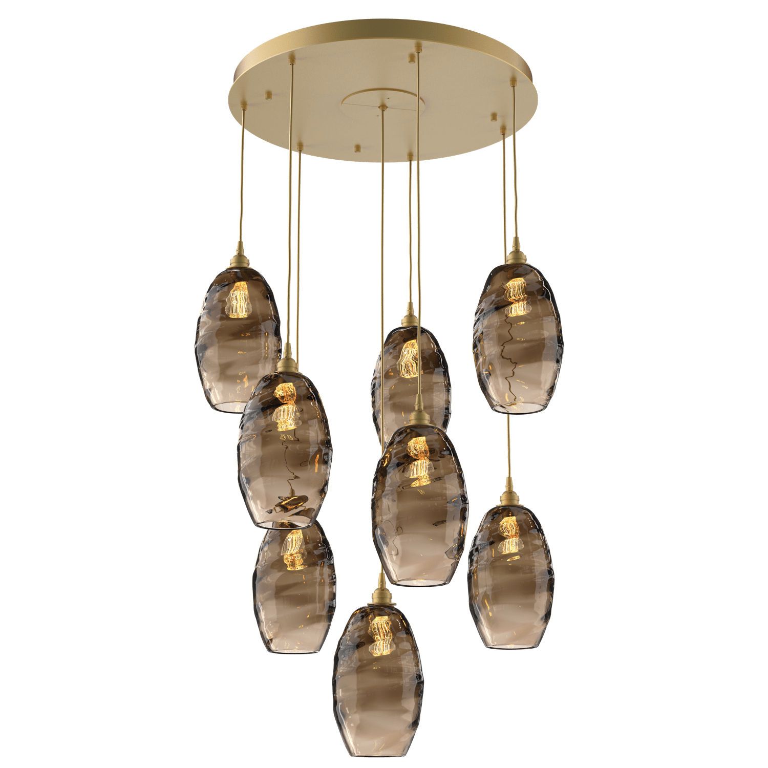 CHB0035-08-GB-OB-Hammerton-Studio-Optic-Blown-Glass-Elisse-8-light-round-pendant-chandelier-with-gilded-brass-finish-and-optic-bronze-blown-glass-shades-and-incandescent-lamping