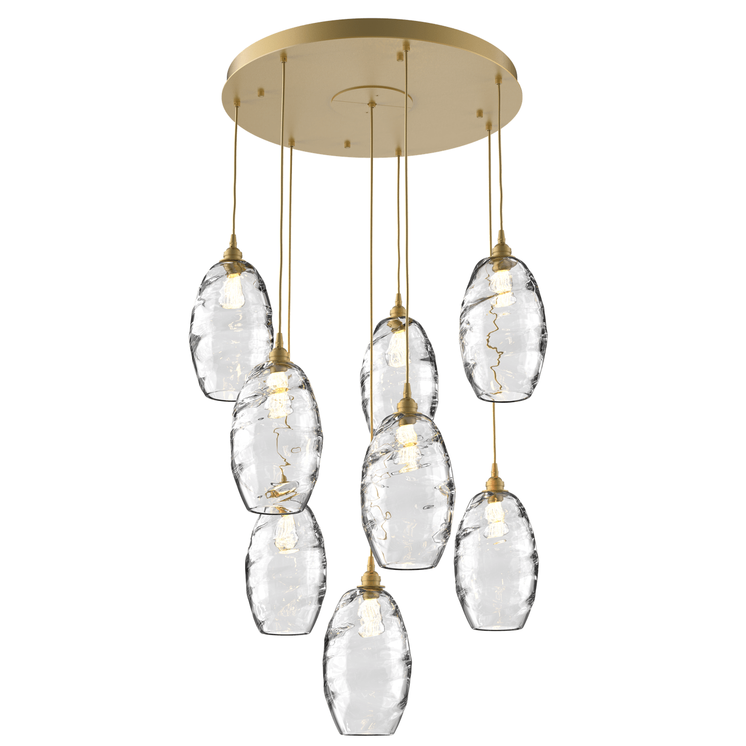 CHB0035-08-GB-OC-Hammerton-Studio-Optic-Blown-Glass-Elisse-8-light-round-pendant-chandelier-with-gilded-brass-finish-and-optic-clear-blown-glass-shades-and-incandescent-lamping