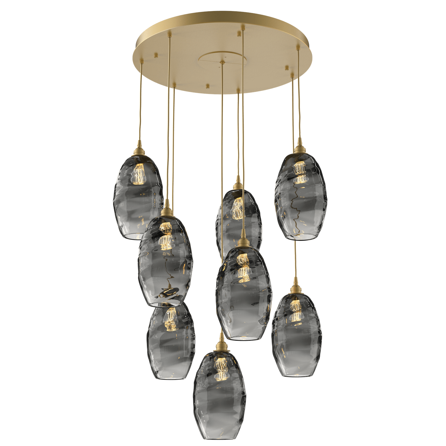 CHB0035-08-GB-OS-Hammerton-Studio-Optic-Blown-Glass-Elisse-8-light-round-pendant-chandelier-with-gilded-brass-finish-and-optic-smoke-blown-glass-shades-and-incandescent-lamping