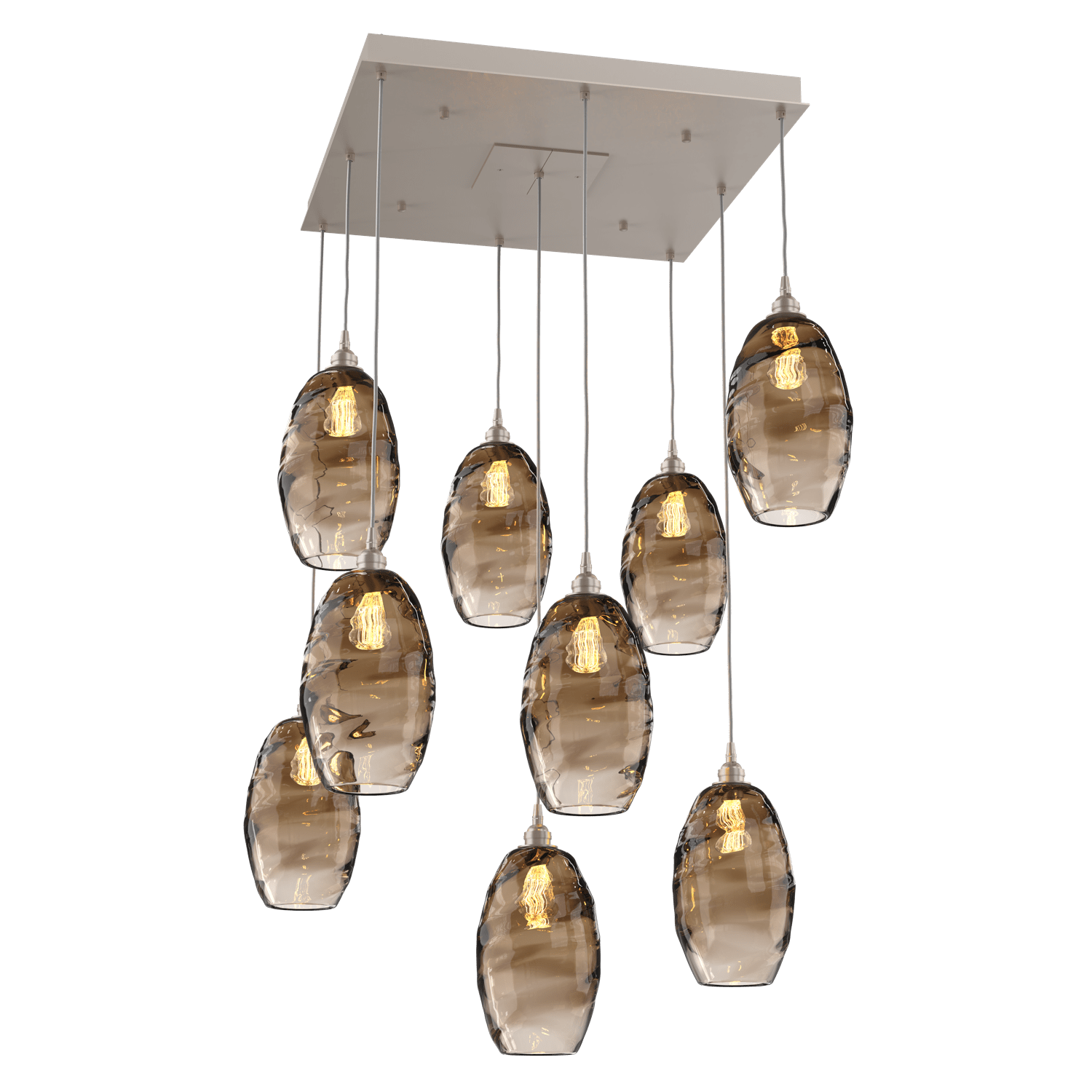 CHB0035-09-BS-OB-Hammerton-Studio-Optic-Blown-Glass-Elisse-9-light-square-pendant-chandelier-with-metallic-beige-silver-finish-and-optic-bronze-blown-glass-shades-and-incandescent-lamping