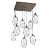 CHB0035-09-FB-OC-Hammerton-Studio-Optic-Blown-Glass-Elisse-9-light-square-pendant-chandelier-with-flat-bronze-finish-and-optic-clear-blown-glass-shades-and-incandescent-lamping