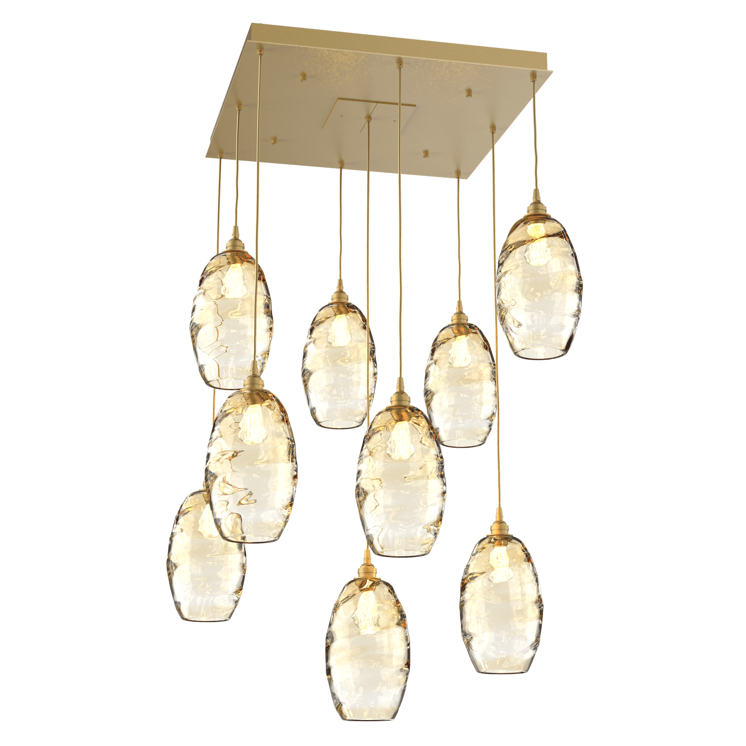 CHB0035-09-GB-OA-Hammerton-Studio-Optic-Blown-Glass-Elisse-9-light-square-pendant-chandelier-with-gilded-brass-finish-and-optic-amber-blown-glass-shades-and-incandescent-lamping