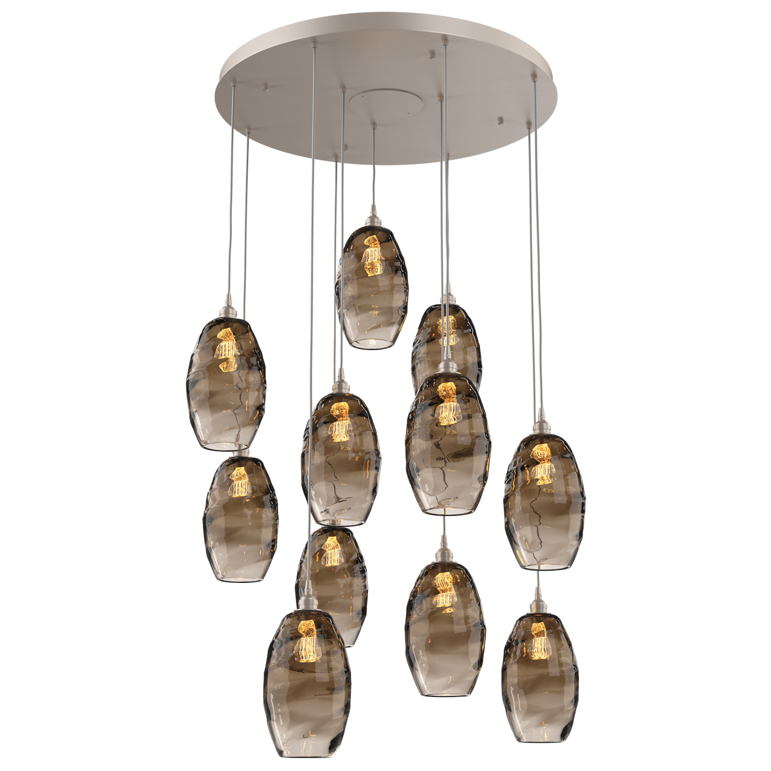 CHB0035-11-BS-OB-Hammerton-Studio-Optic-Blown-Glass-Elisse-11-light-round-pendant-chandelier-with-metallic-beige-silver-finish-and-optic-bronze-blown-glass-shades-and-incandescent-lamping