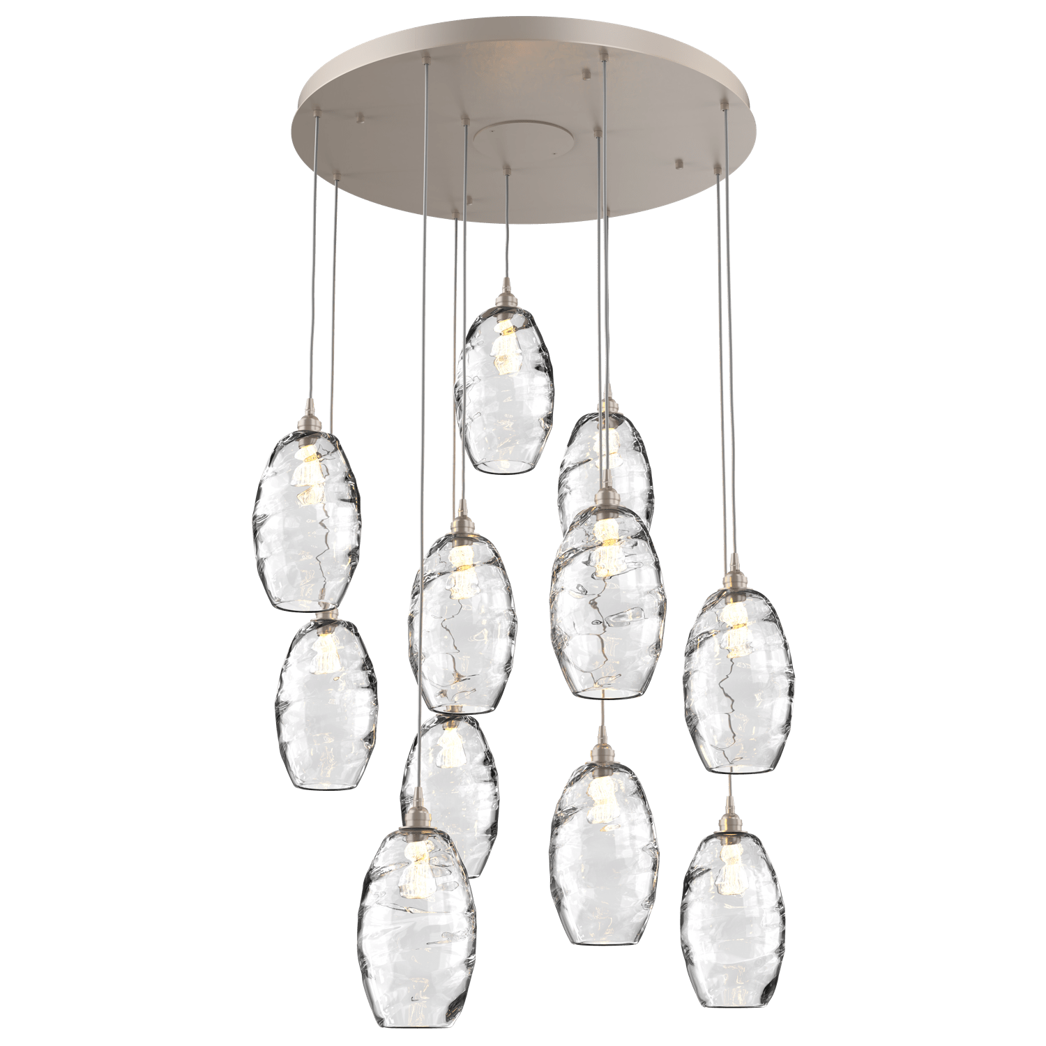 CHB0035-11-BS-OC-Hammerton-Studio-Optic-Blown-Glass-Elisse-11-light-round-pendant-chandelier-with-metallic-beige-silver-finish-and-optic-clear-blown-glass-shades-and-incandescent-lamping