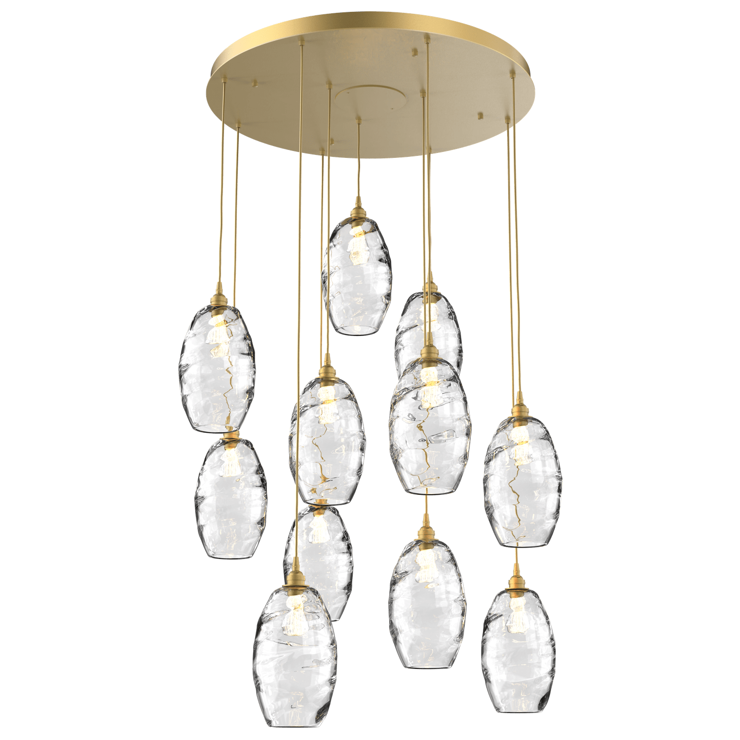 CHB0035-11-GB-OC-Hammerton-Studio-Optic-Blown-Glass-Elisse-11-light-round-pendant-chandelier-with-gilded-brass-finish-and-optic-clear-blown-glass-shades-and-incandescent-lamping
