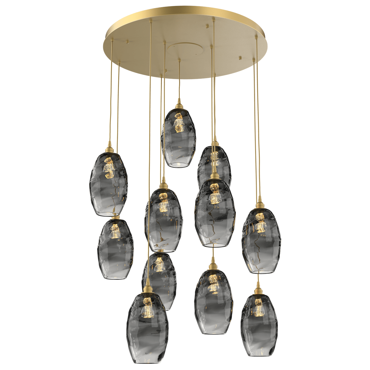 CHB0035-11-GB-OS-Hammerton-Studio-Optic-Blown-Glass-Elisse-11-light-round-pendant-chandelier-with-gilded-brass-finish-and-optic-smoke-blown-glass-shades-and-incandescent-lamping