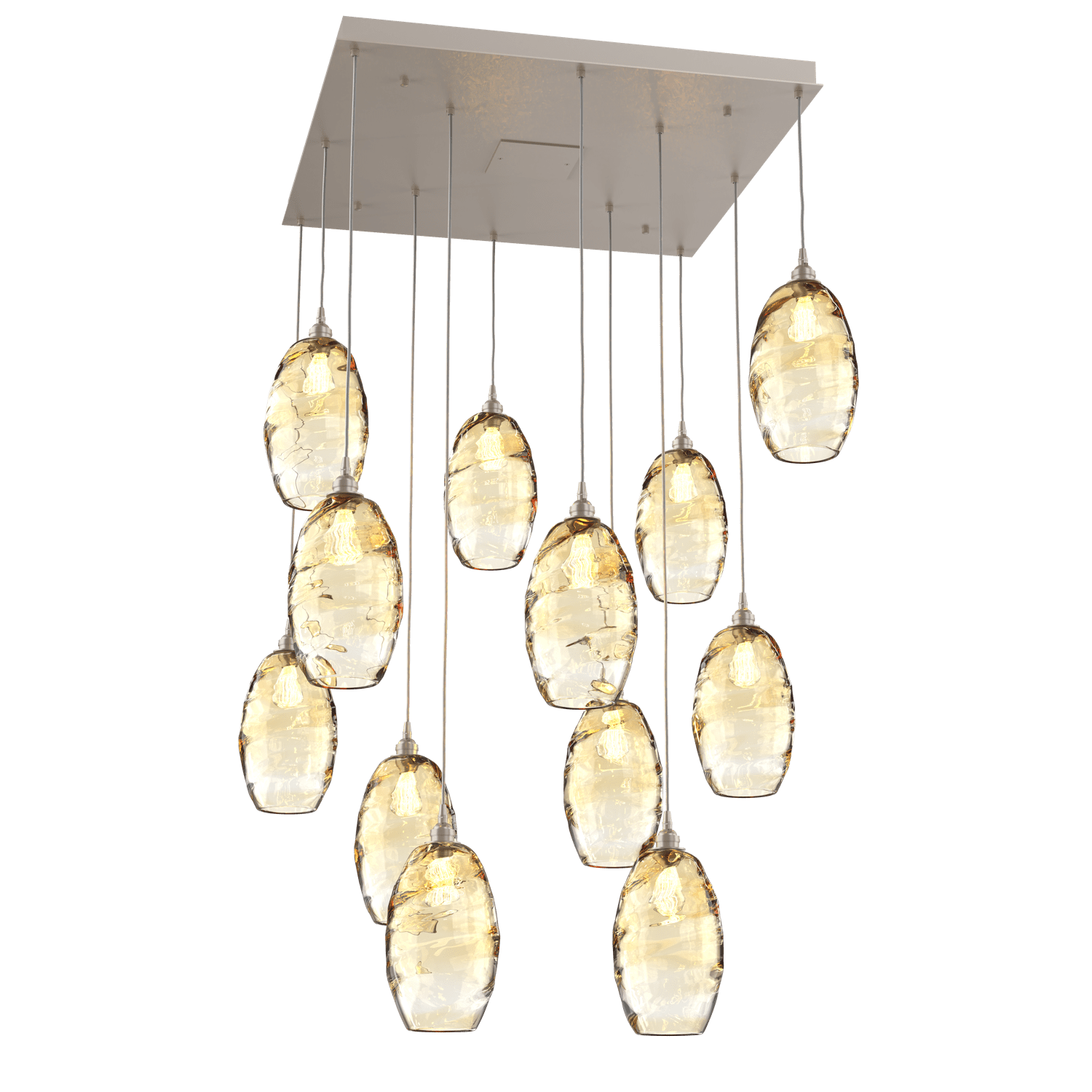CHB0035-12-BS-OA-Hammerton-Studio-Optic-Blown-Glass-Elisse-12-light-square-pendant-chandelier-with-metallic-beige-silver-finish-and-optic-amber-blown-glass-shades-and-incandescent-lamping
