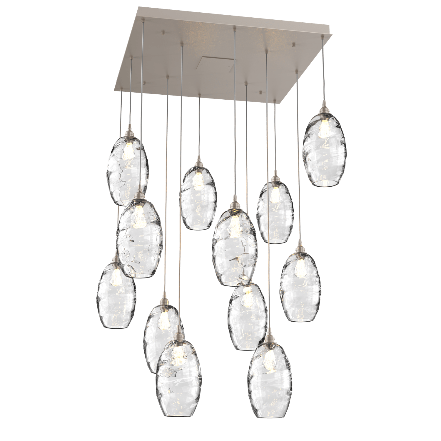 CHB0035-12-BS-OC-Hammerton-Studio-Optic-Blown-Glass-Elisse-12-light-square-pendant-chandelier-with-metallic-beige-silver-finish-and-optic-clear-blown-glass-shades-and-incandescent-lamping