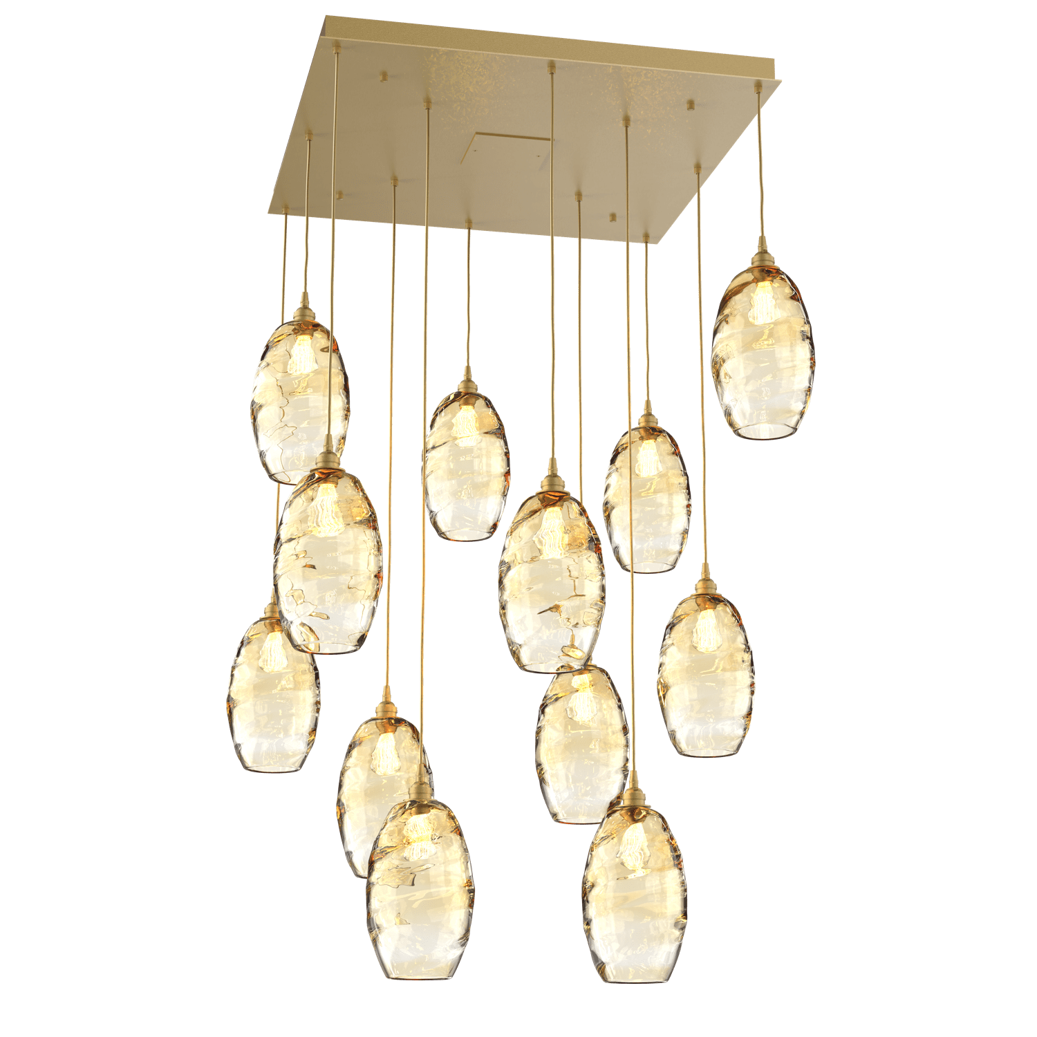 CHB0035-12-GB-OA-Hammerton-Studio-Optic-Blown-Glass-Elisse-12-light-square-pendant-chandelier-with-gilded-brass-finish-and-optic-amber-blown-glass-shades-and-incandescent-lamping